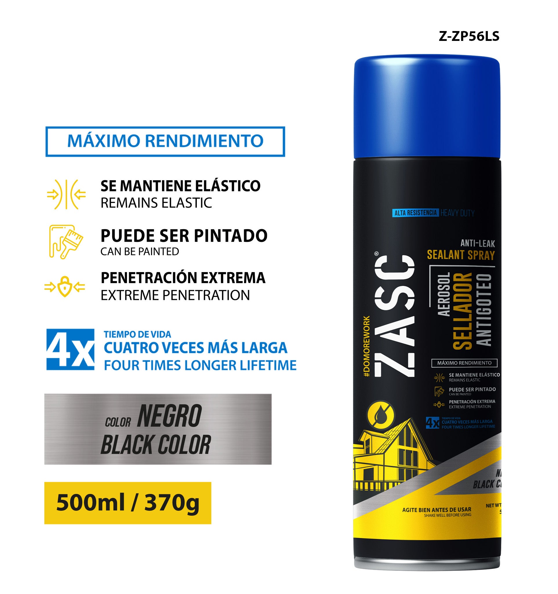 Sellador Antigoteo Negro 500ML ZASC / Z-ZP56LS