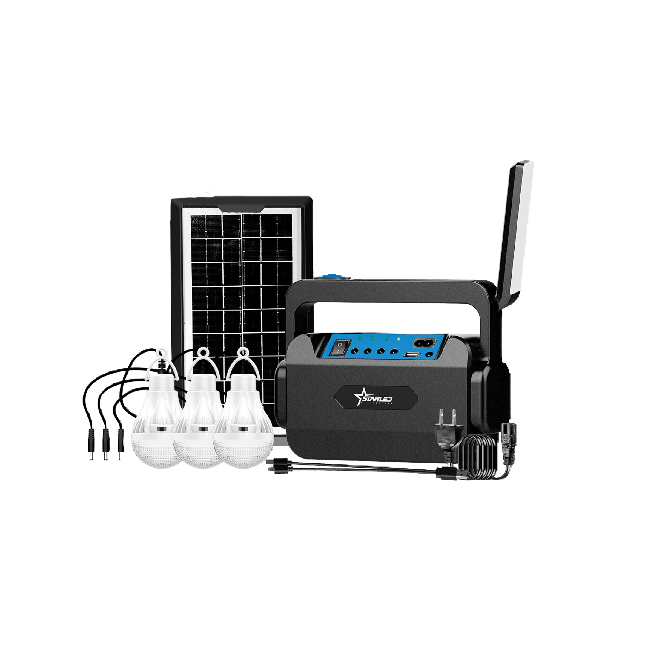 STARLED Solar Lighting Kit 3.5W with Battery, Bulbs, and Solar Panel – Model B