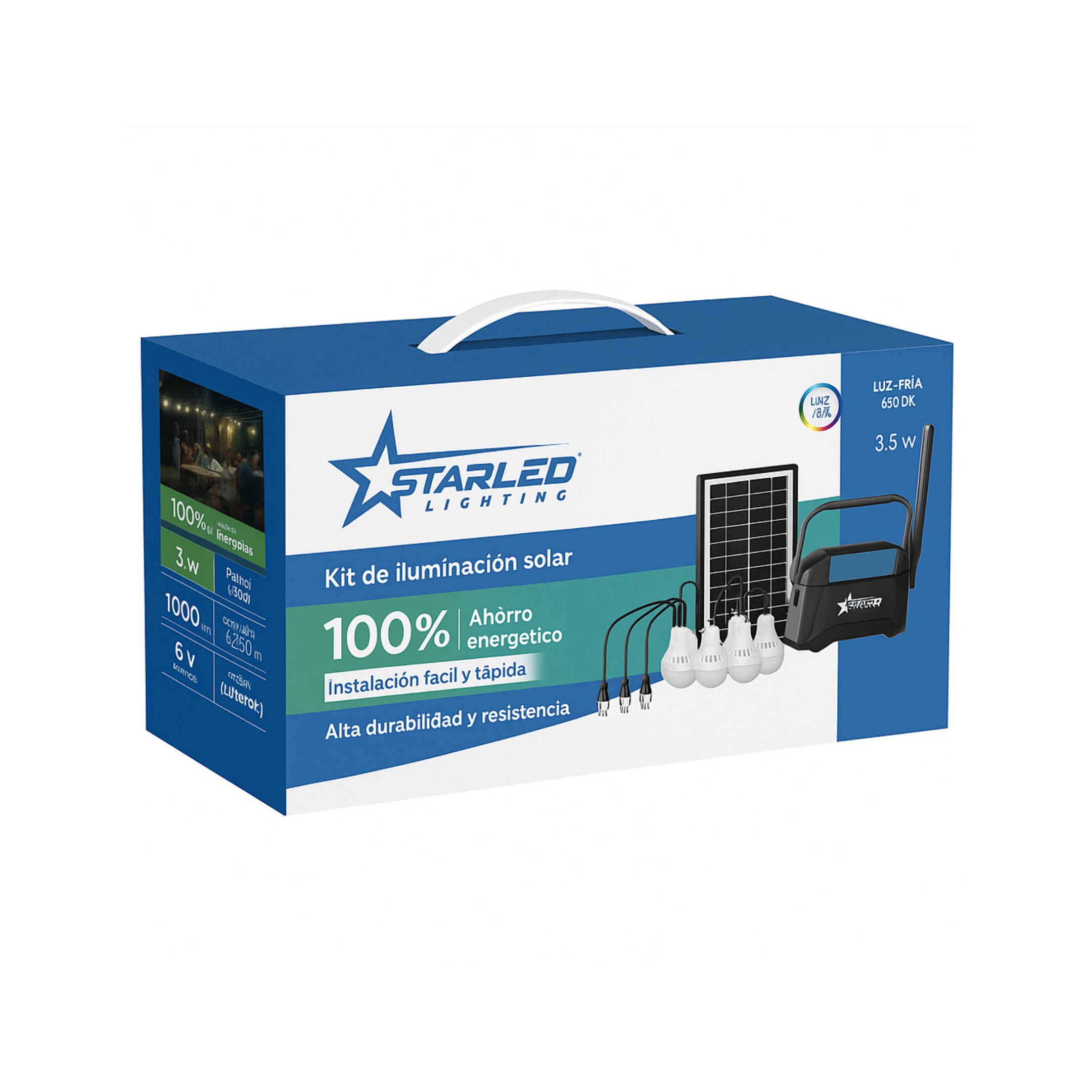 STARLED Solar Lighting Kit 3.5W with Battery, Bulbs, and Solar Panel – Model B