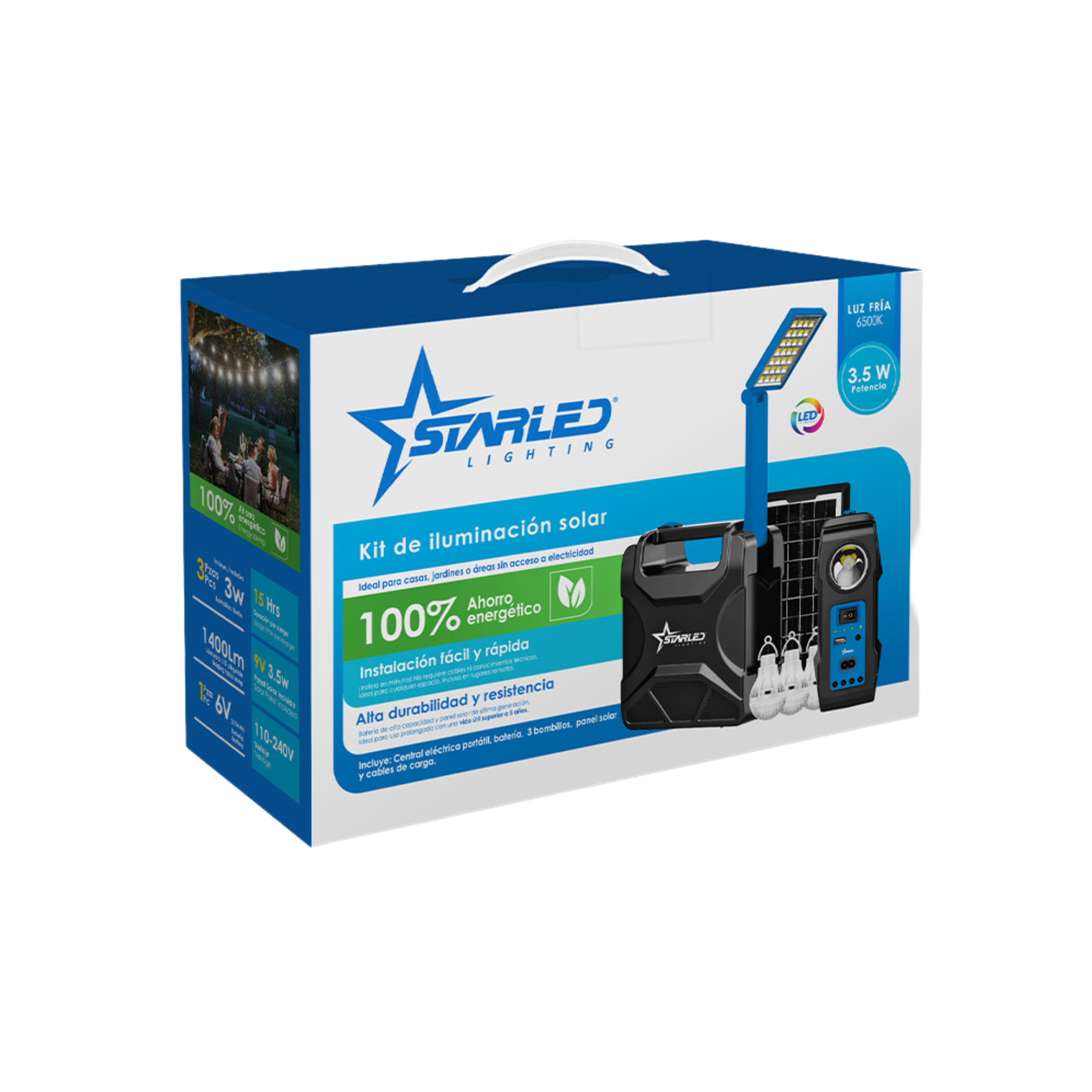 STARLED Solar Lighting Kit 3.5W with Streetlamp, Battery, Bulbs, and Solar Panel – Model E