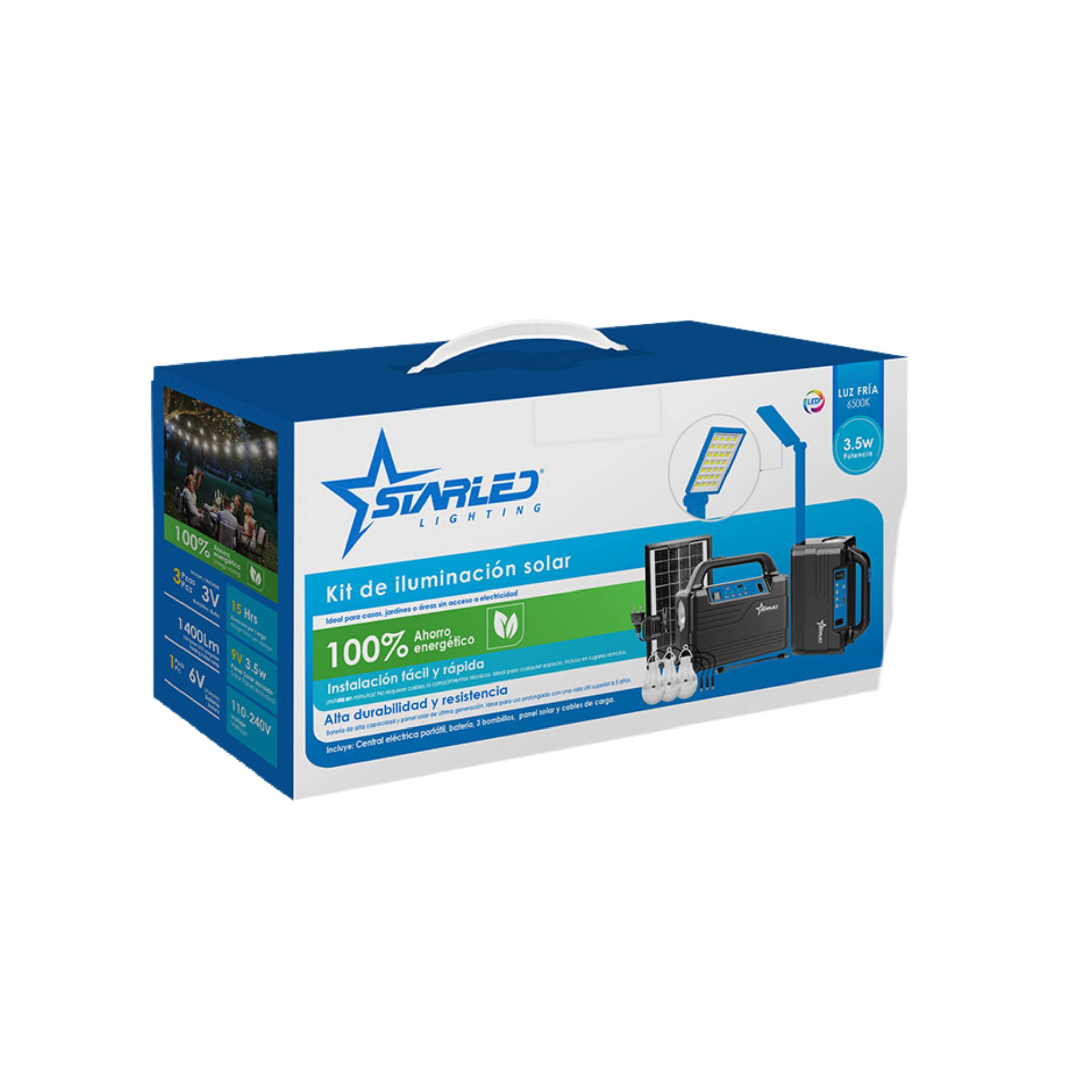 STARLED Solar Lighting Kit 3.5W with Integrated Streetlight, Battery, Bulbs, and Solar Panel