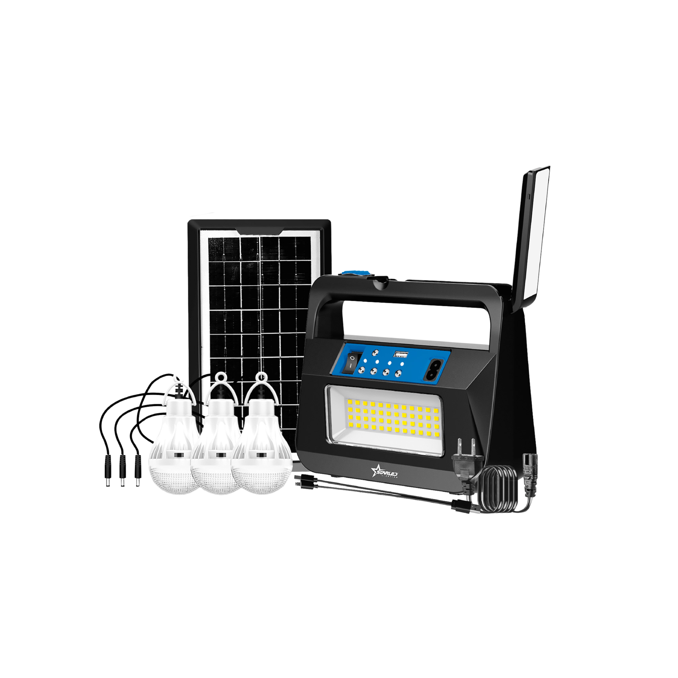 STARLED Solar Lighting Kit 3.5W with Wide Beam Lamp, Battery, Bulbs, and Solar Panel