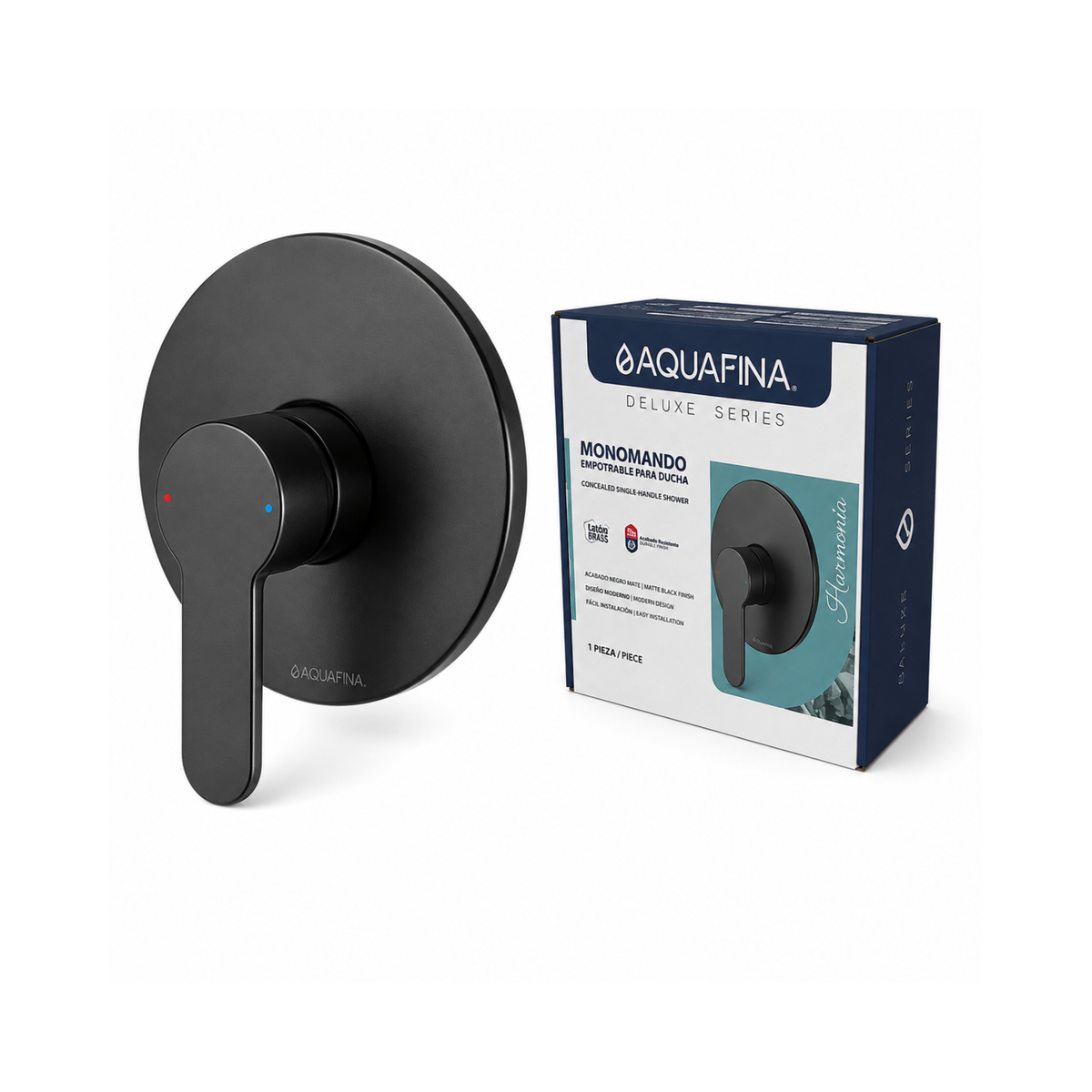 Concealed Round Single-Handle Shower Mixer Matte Black Aquafina / A-1310B