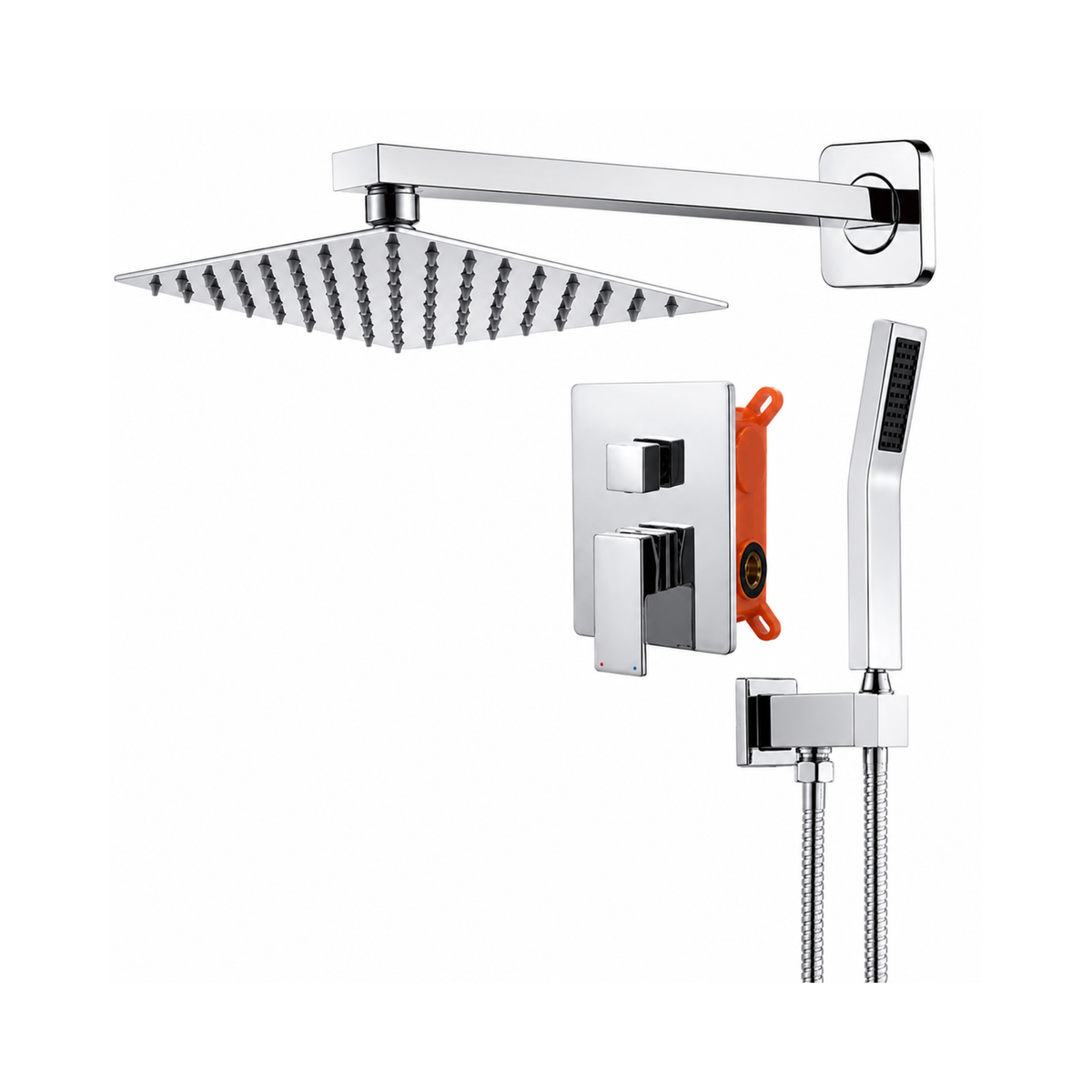Rain Shower Set with Single-Handle Mixer 10" Chrome Aquafina / A-6501C
