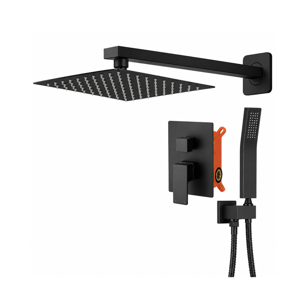 Rain Shower Set with Single-Handle Mixer 10" Matte Black Aquafina / A-6501MB