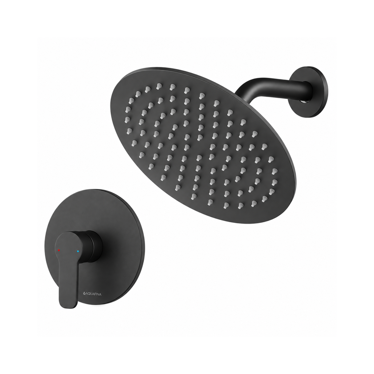 Rain Shower Set with Single-Handle Mixer 10" Matte Black Aquafina / A-6537MB