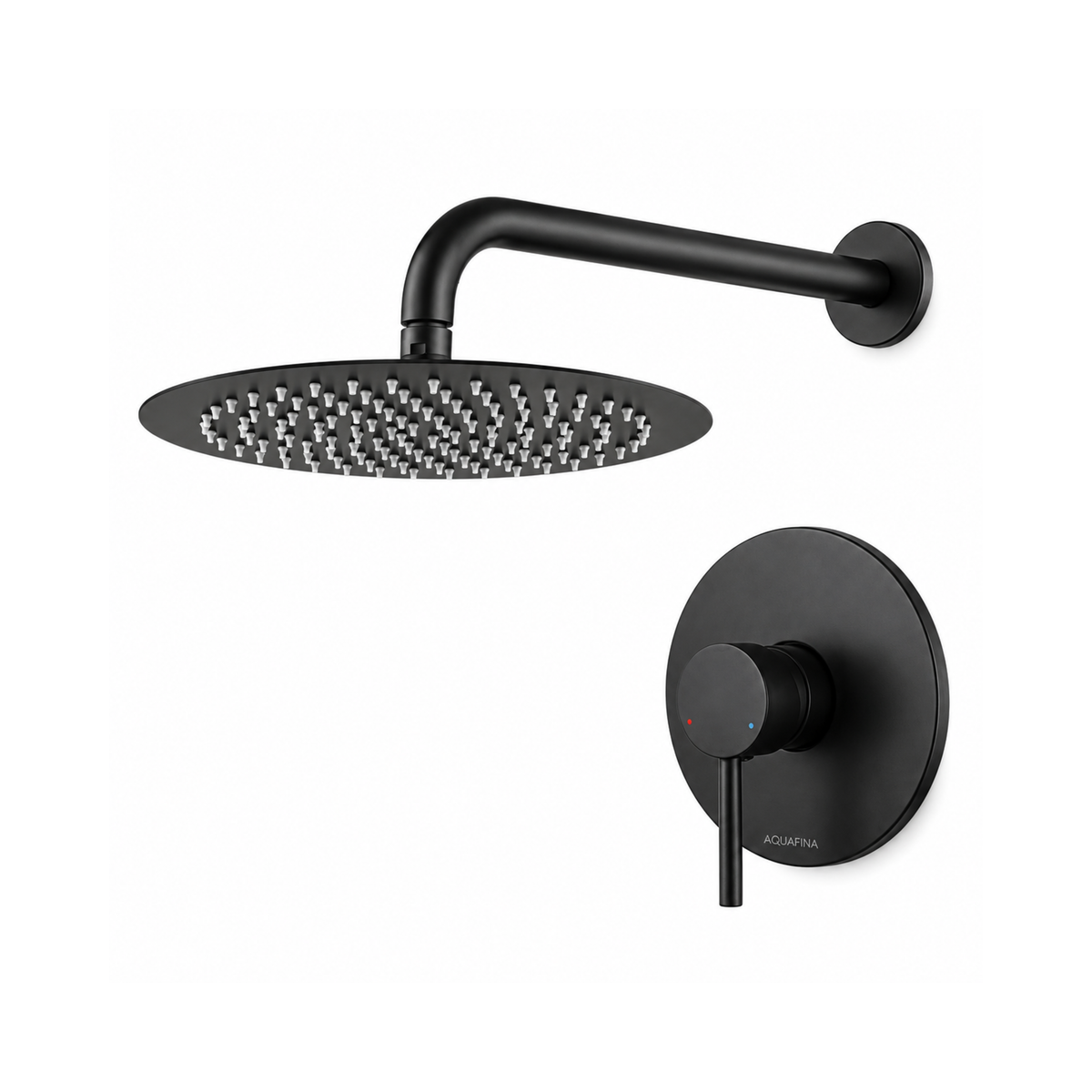 Rain Shower Set with Single-Handle Mixer 10" Matte Black Aquafina / A-6559A