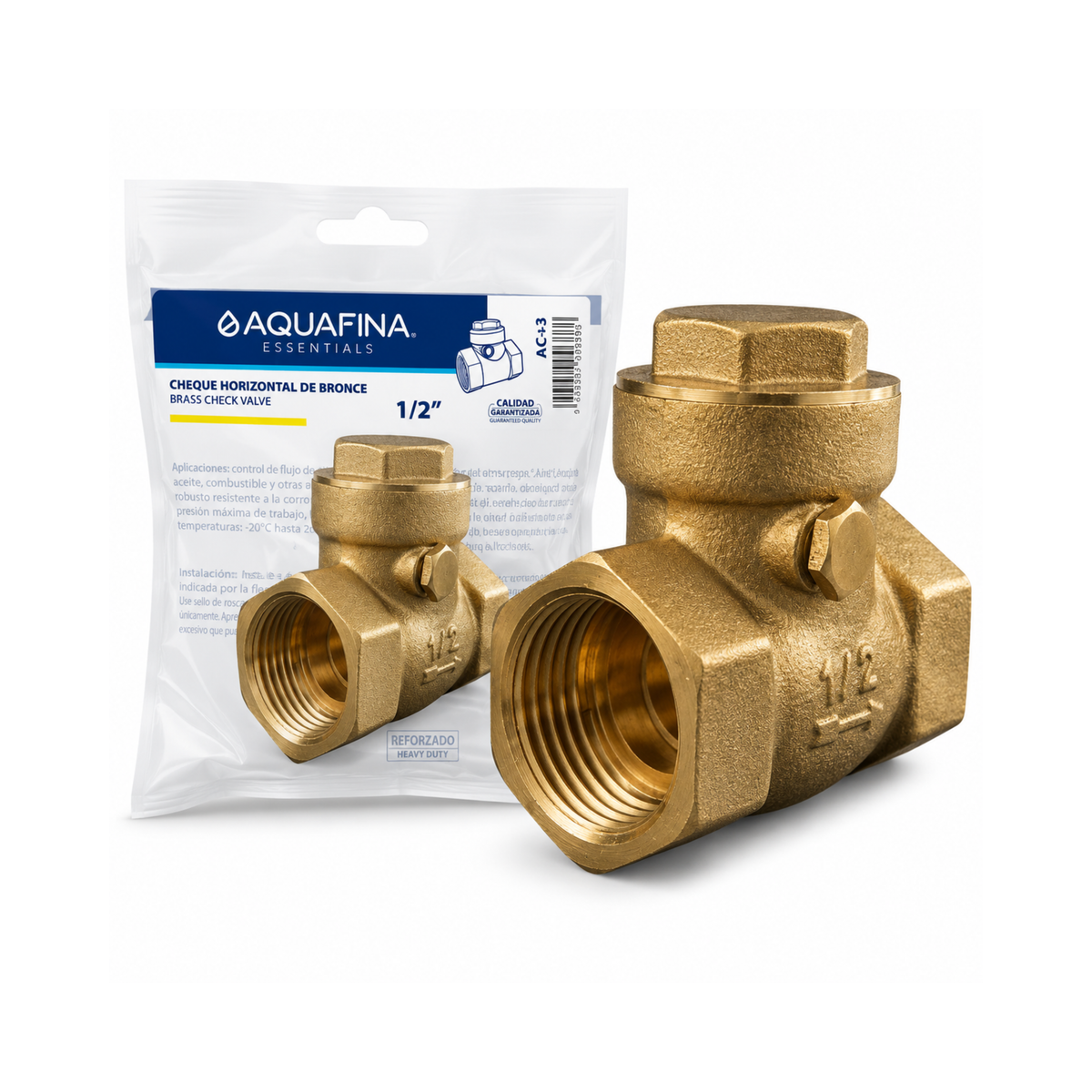Horizontal Brass Check Valve 1/2" Aquafina / A-C-1-2