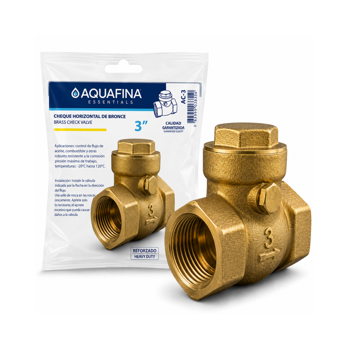 Horizontal Brass Check Valve 3" Aquafina / A-C-3