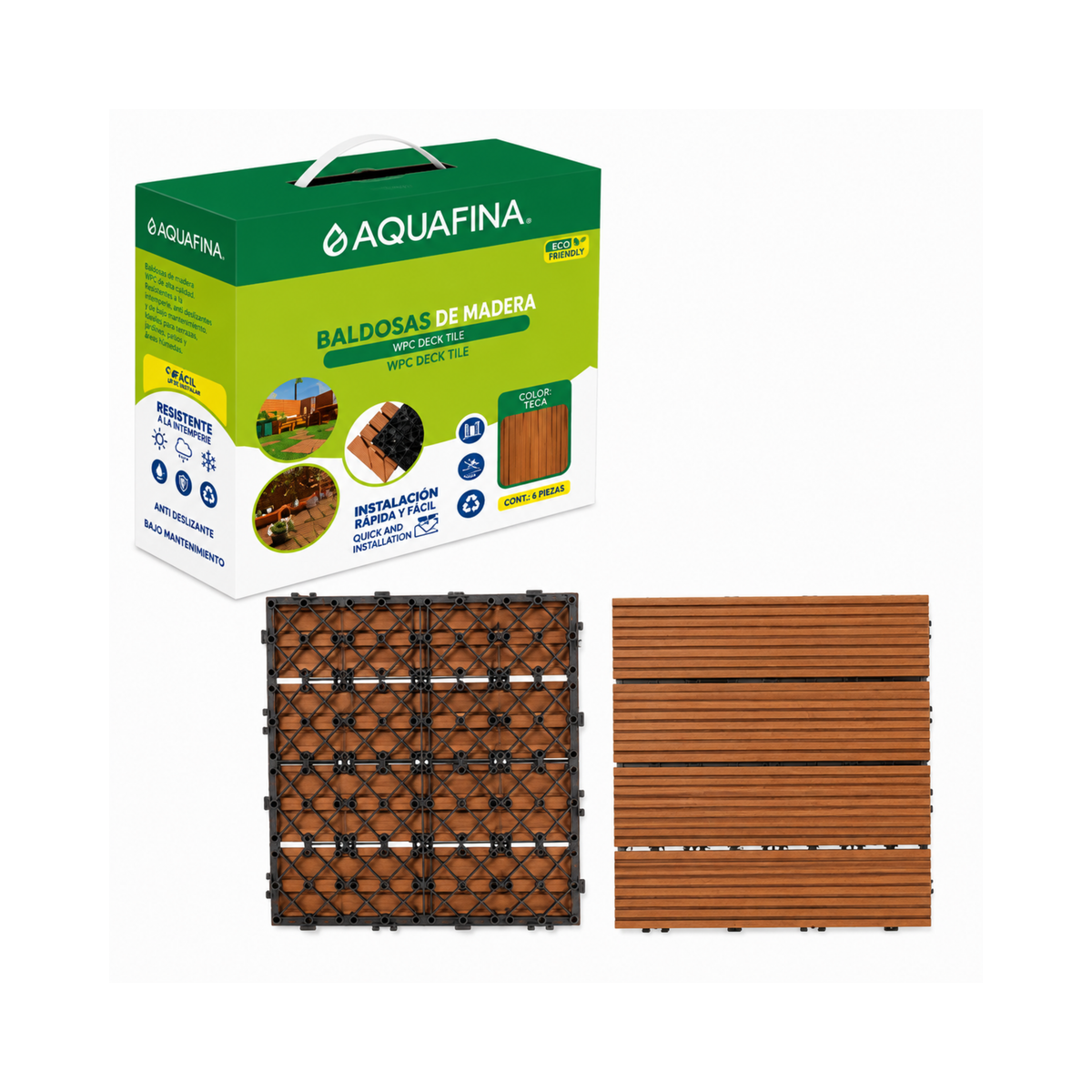 PVC Wood-Finish Deck Tile 30 × 30 cm Siena Aquafina / A-SGWT-SC