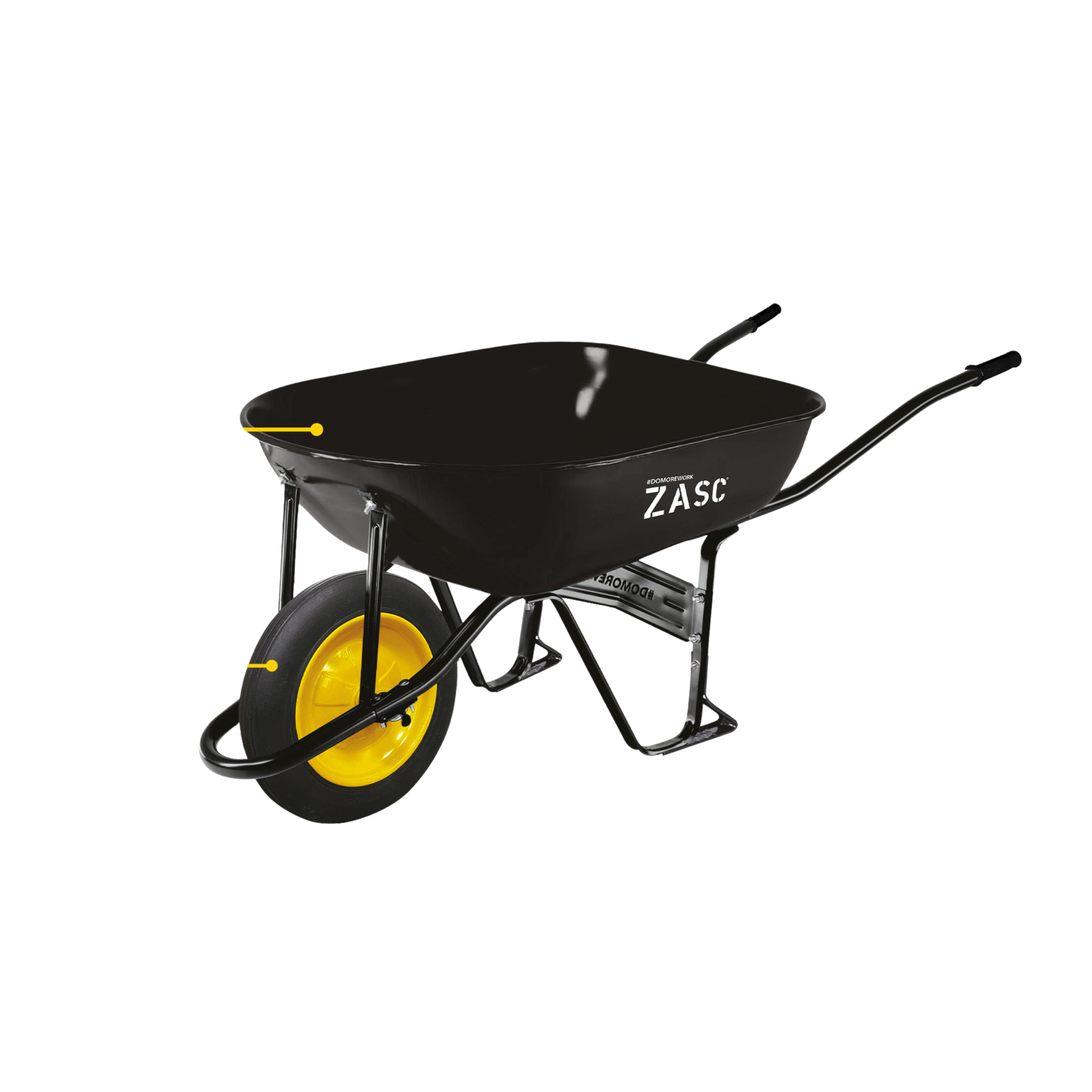 ZASC Heavy-Duty Orange Wheelbarrow 80L Solid Wheel