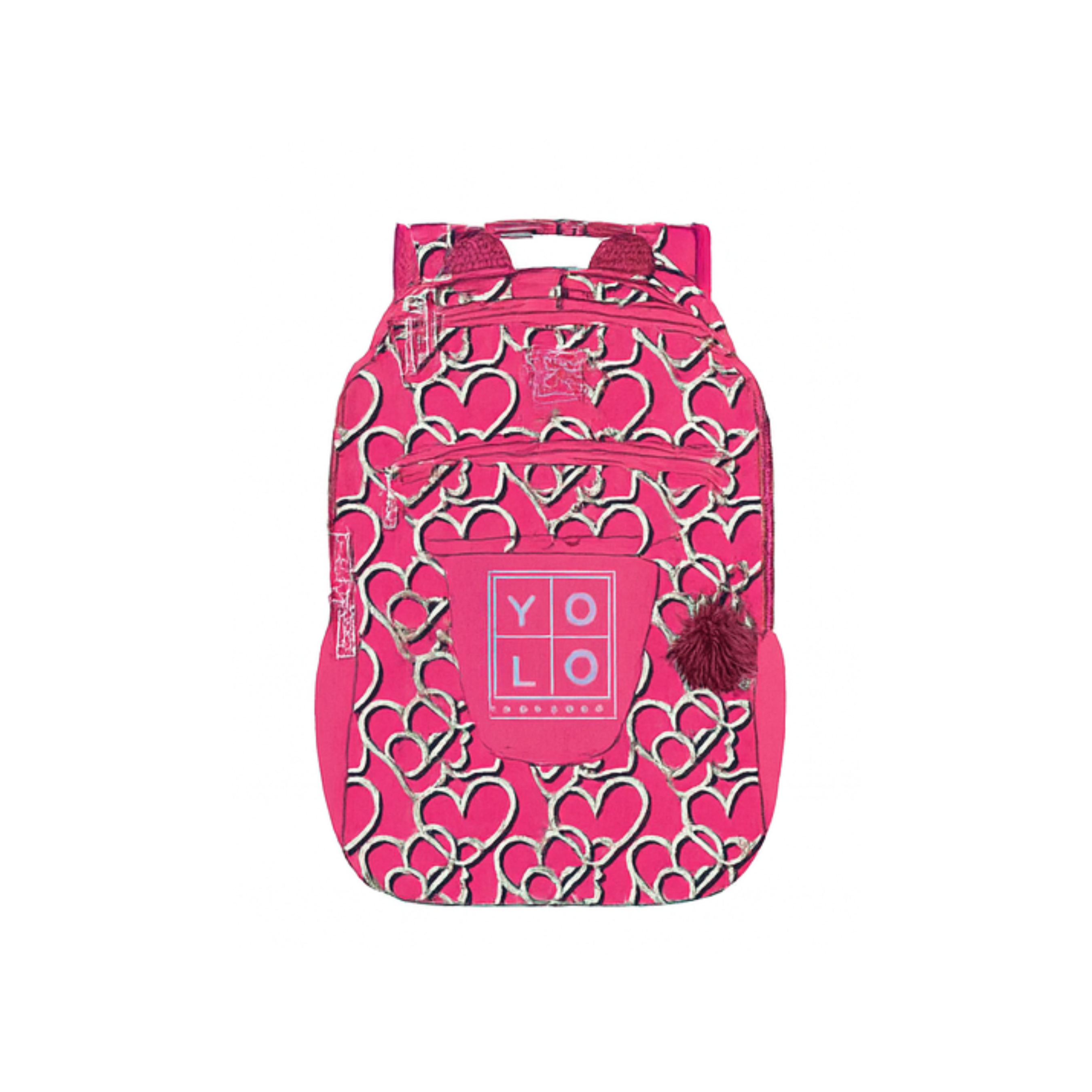 YOLO Backpack 14" Girl Hearts/Flowers/Letters