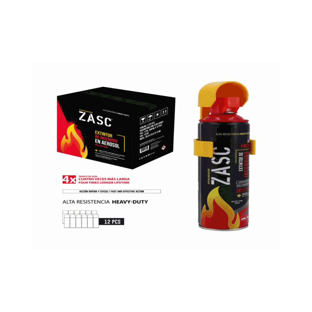 ZASC Fire Extinguisher Spray Can 400ml, Heavy-Duty, Long Life, Rapid Action