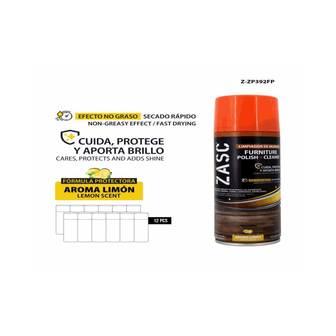 ZASC Furniture Polish + Cleaner Lemon Scent 392ml