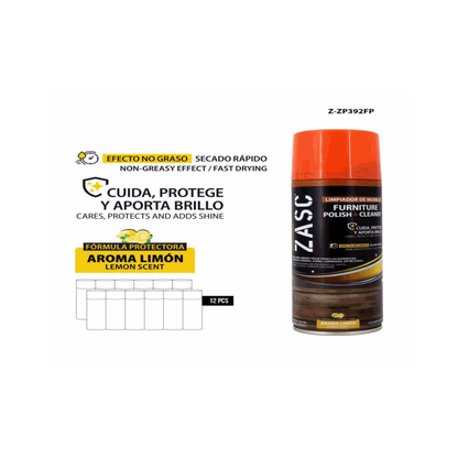 ZASC Furniture Polish + Cleaner Lemon Scent 392ml