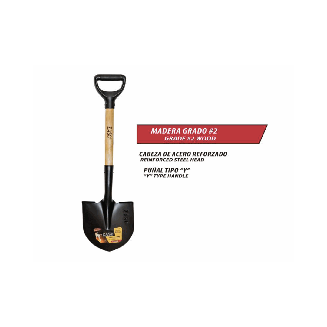 ZASC Round Shovel with Reinforced Steel Head