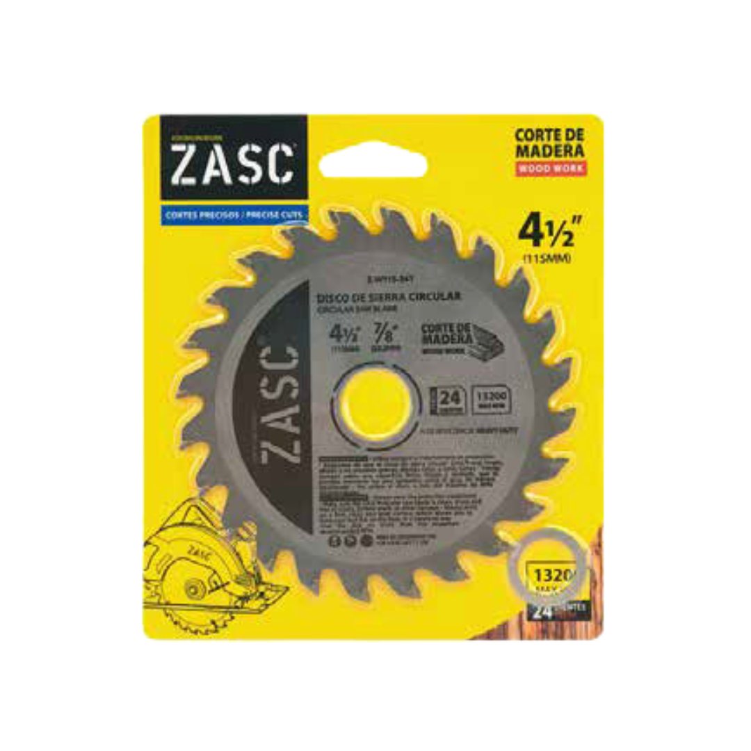ZASC Cutting Disc 4½" (115mm) for Wood, 24 Teeth, 13200 RPM
