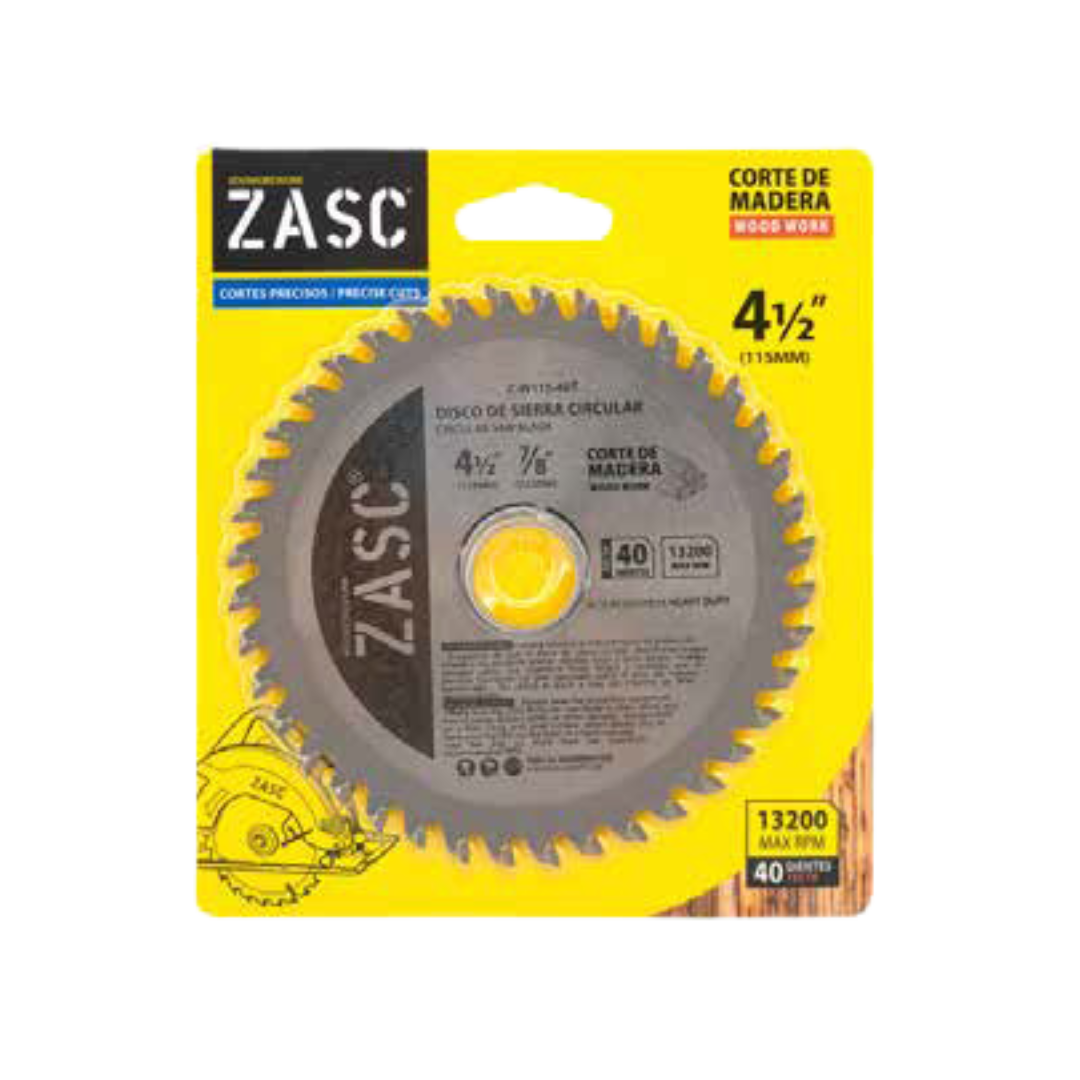 ZASC Cutting Disc 4½" (115mm) for Wood, 40 Teeth, 13200 RPM