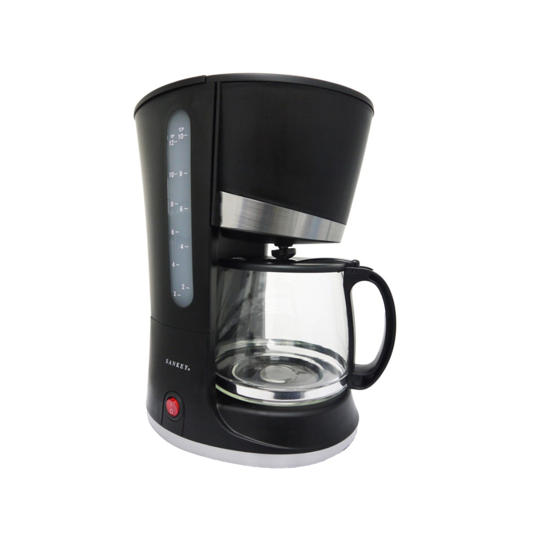 Sankey 12-Cup Electric Coffee Maker with Glass Carafe, Permanent Filter & Warming Plate
