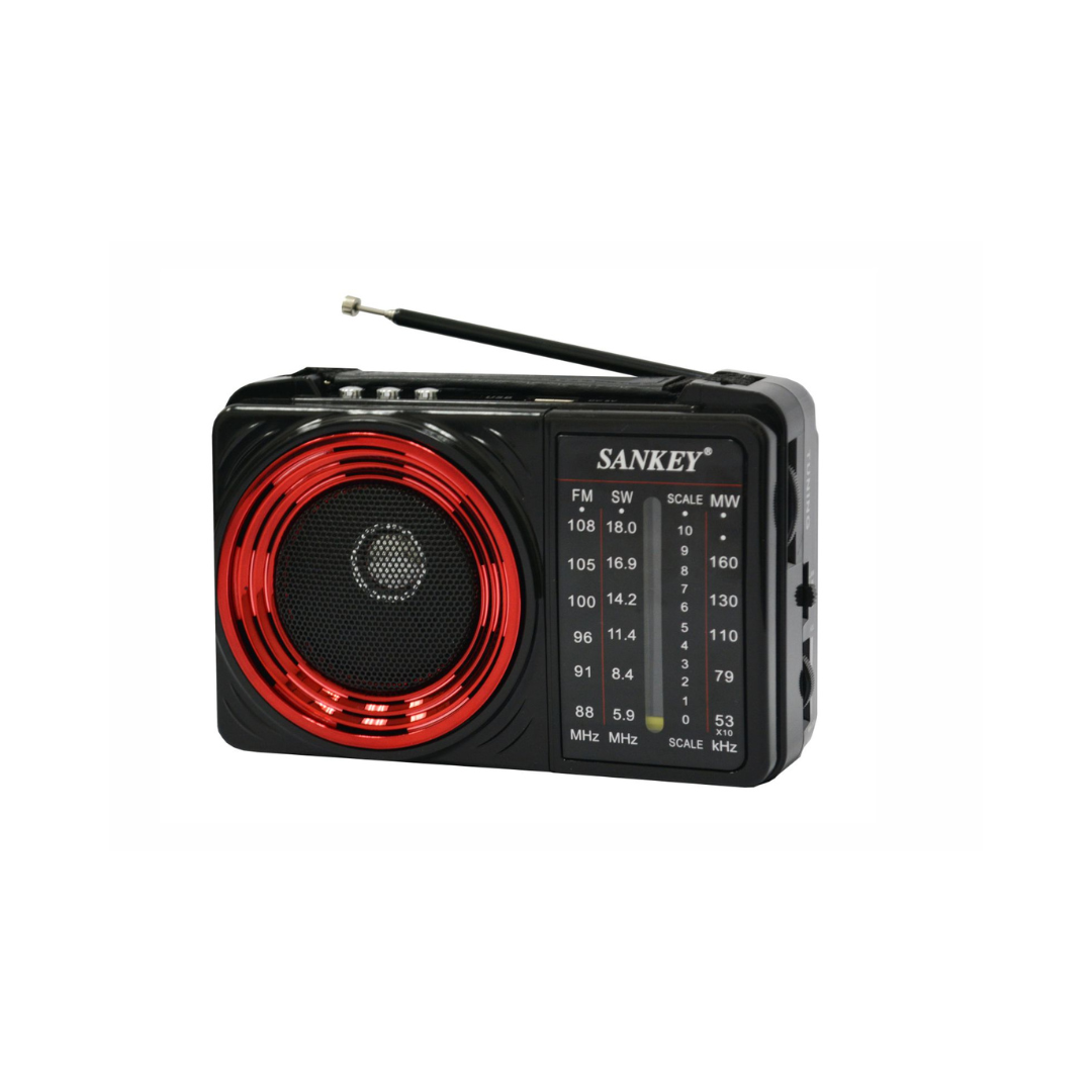 Sankey Portable Bluetooth Radio 3-Band Tuner with USB, TF Card Input and Rechargeable Battery