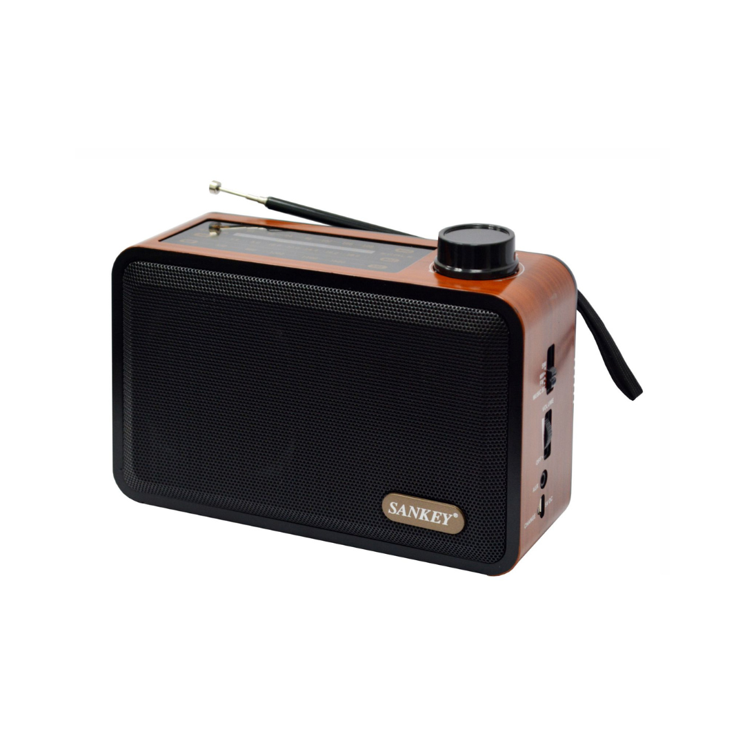 Sankey Vintage-Style Bluetooth Portable Radio with USB/TF/AUX Input & Rechargeable Battery