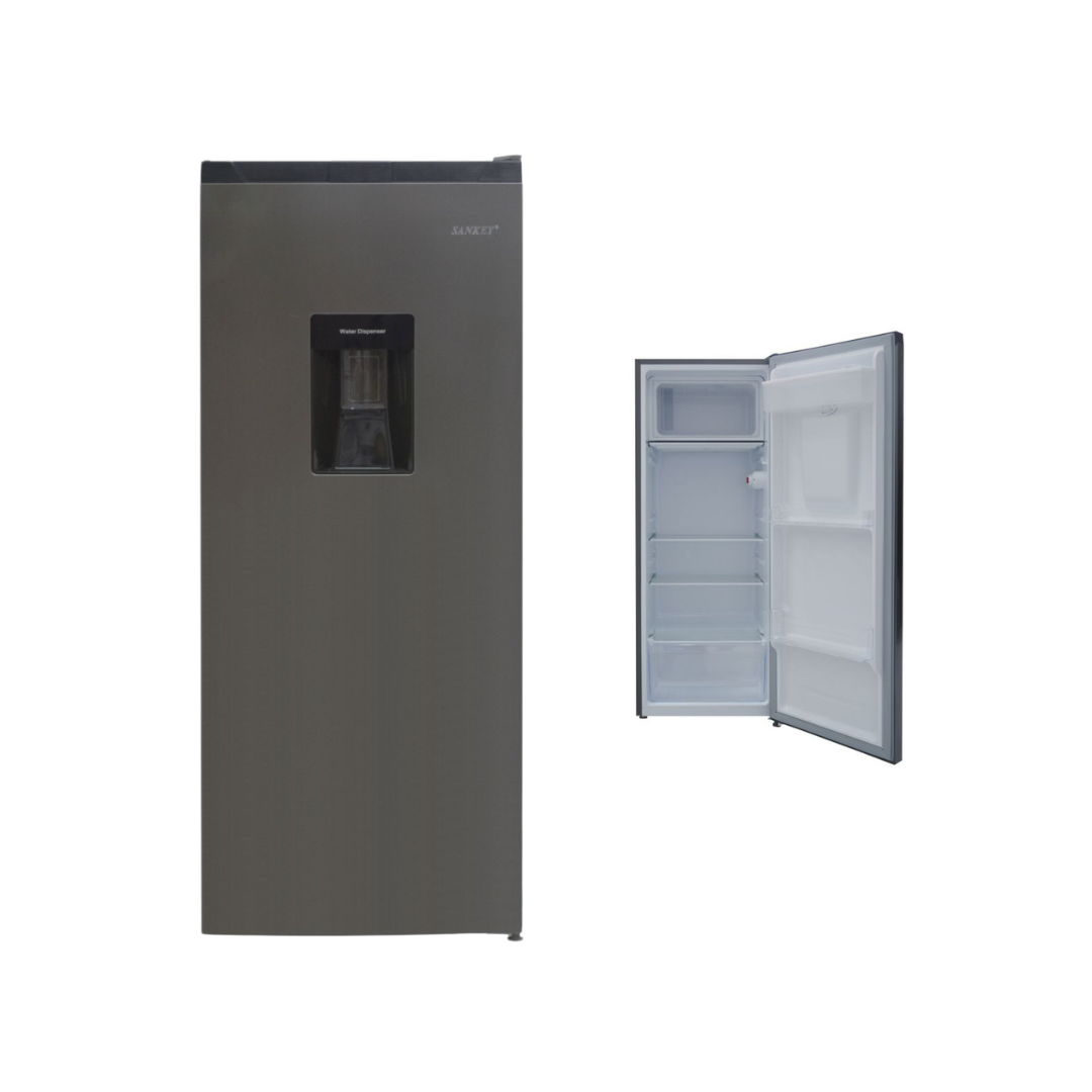 Sankey Single Door Refrigerator with Water Dispenser, 5.93 cu. ft., Manual Defrost, Gray