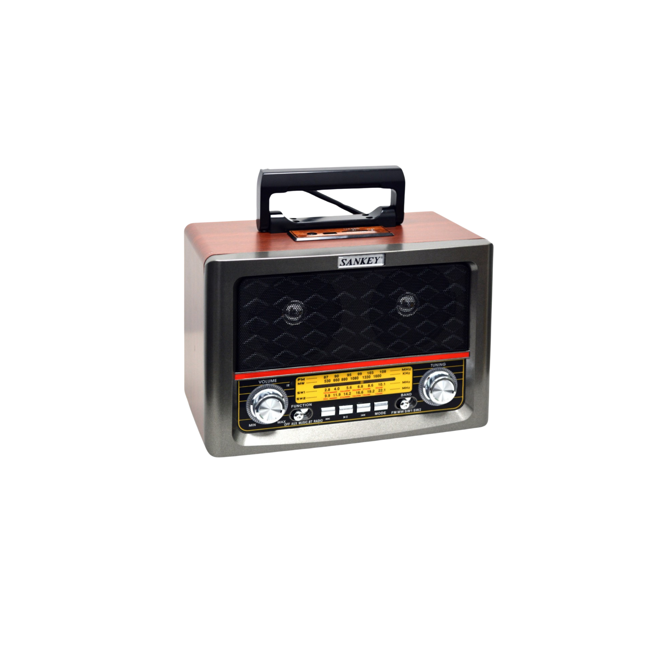 Sankey Portable Radio with Bluetooth, USB, SD Input, and Rechargeable Battery