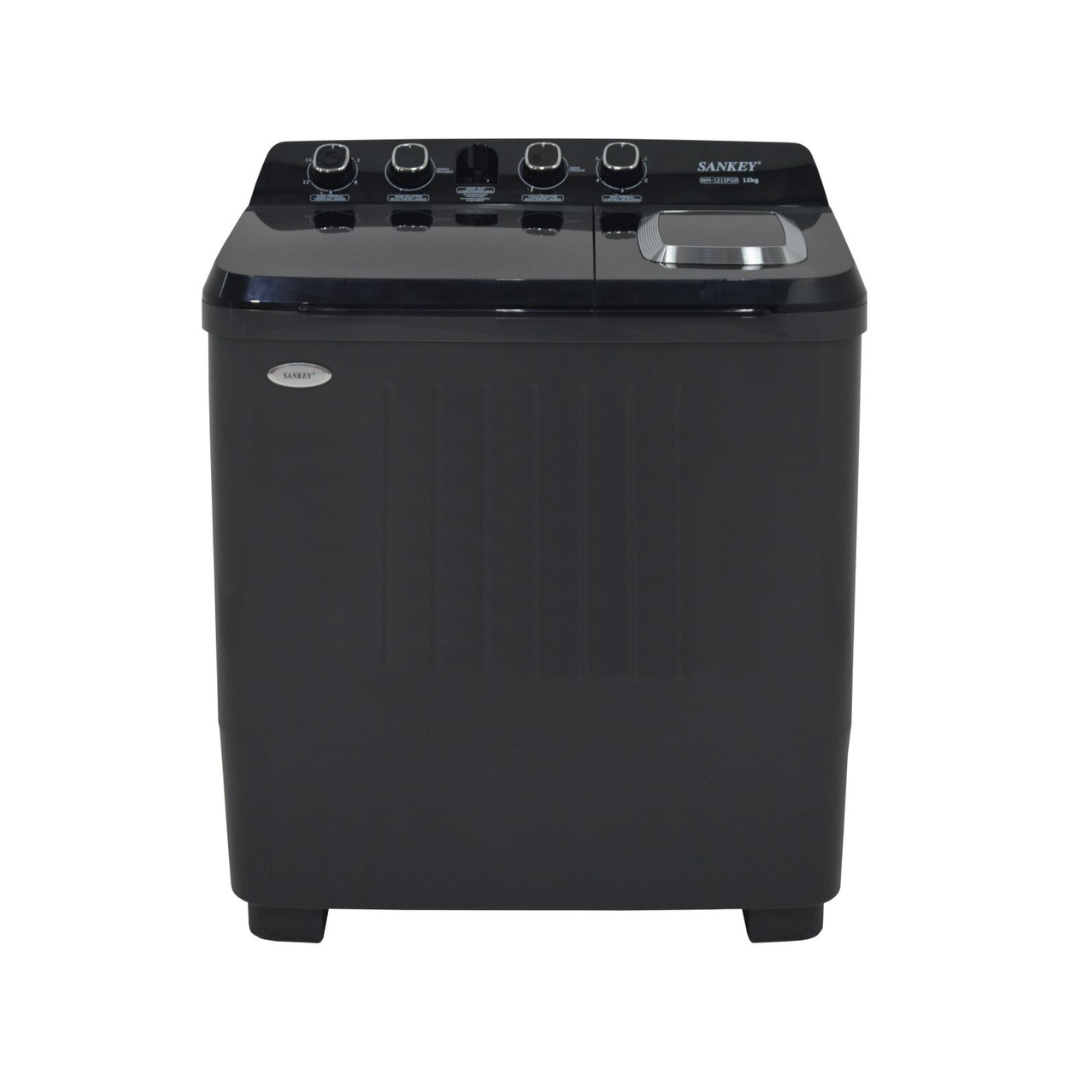 Sankey 12 kg Semi-Automatic Twin Tub Washing Machine with Drain Pump – Black Finish