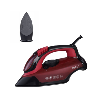 Sankey Steam Iron 1300W, Multi-Directional Non-Stick Soleplate, Vertical Steam, Burgundy