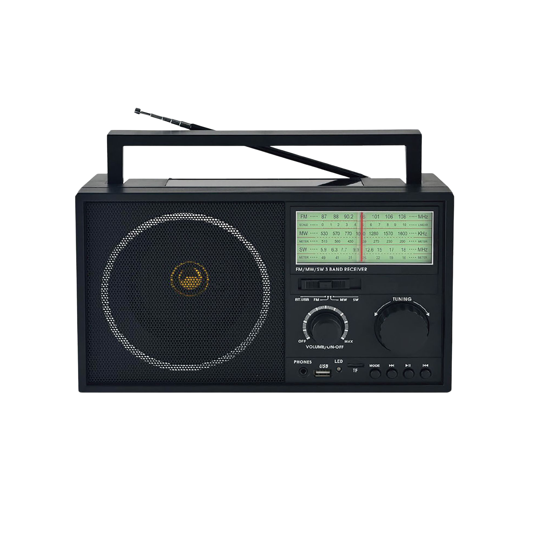 Sankey Portable Radio with Bluetooth, Solar Panel, USB/TF Card, and Rechargeable Battery