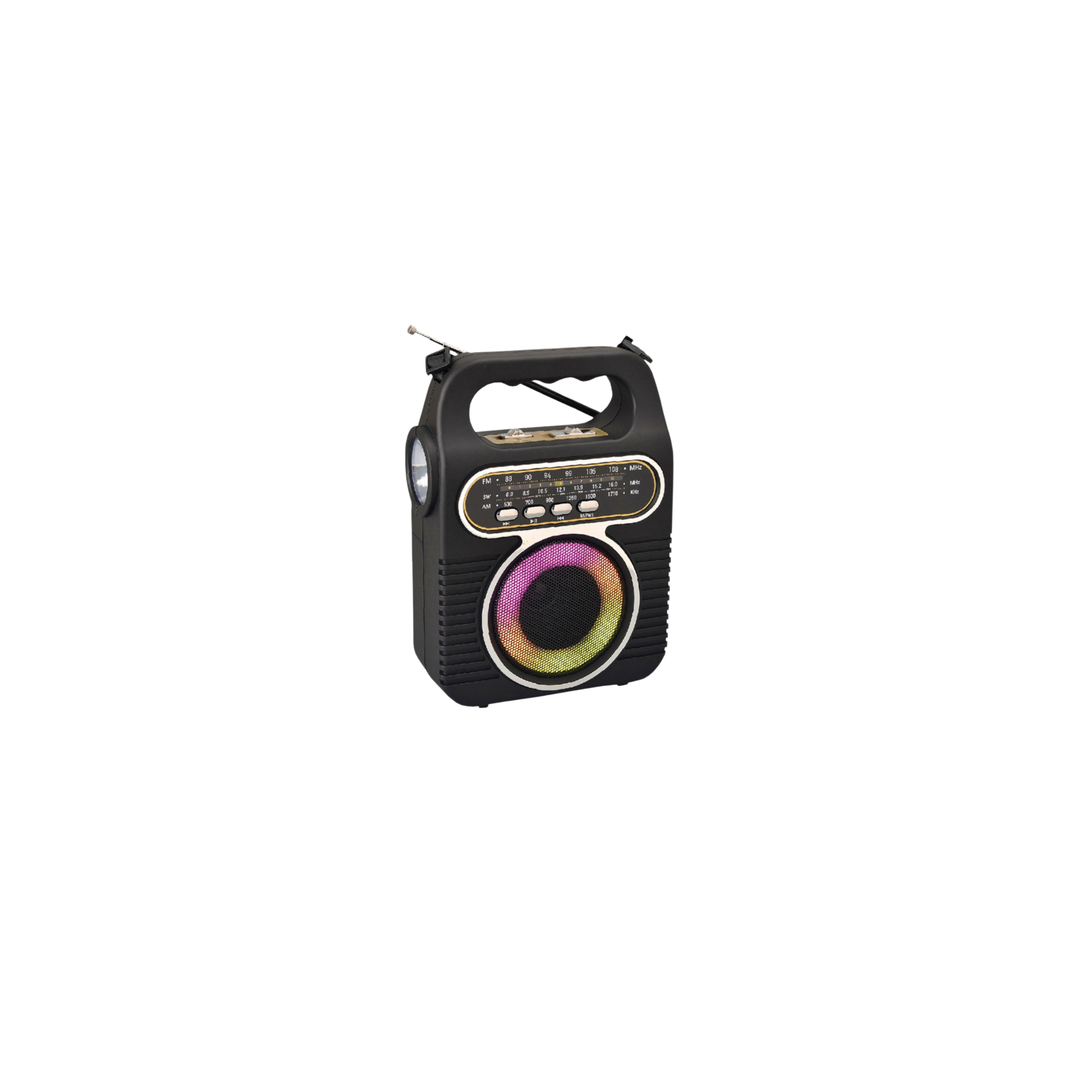 Sankey Portable Bluetooth Radio with LED Lighting, Solar Panel, USB/TF Input, and Rechargeable Battery