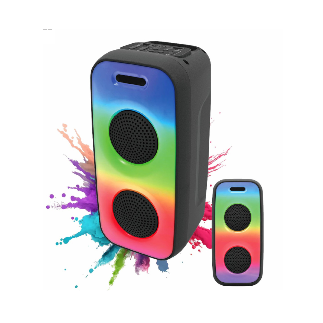 Sankey Haut-Parleurs Bluetooth Rechargeables 3" (Paire), TWS, Éclairage LED, USB/TF/FM, 8W RMS