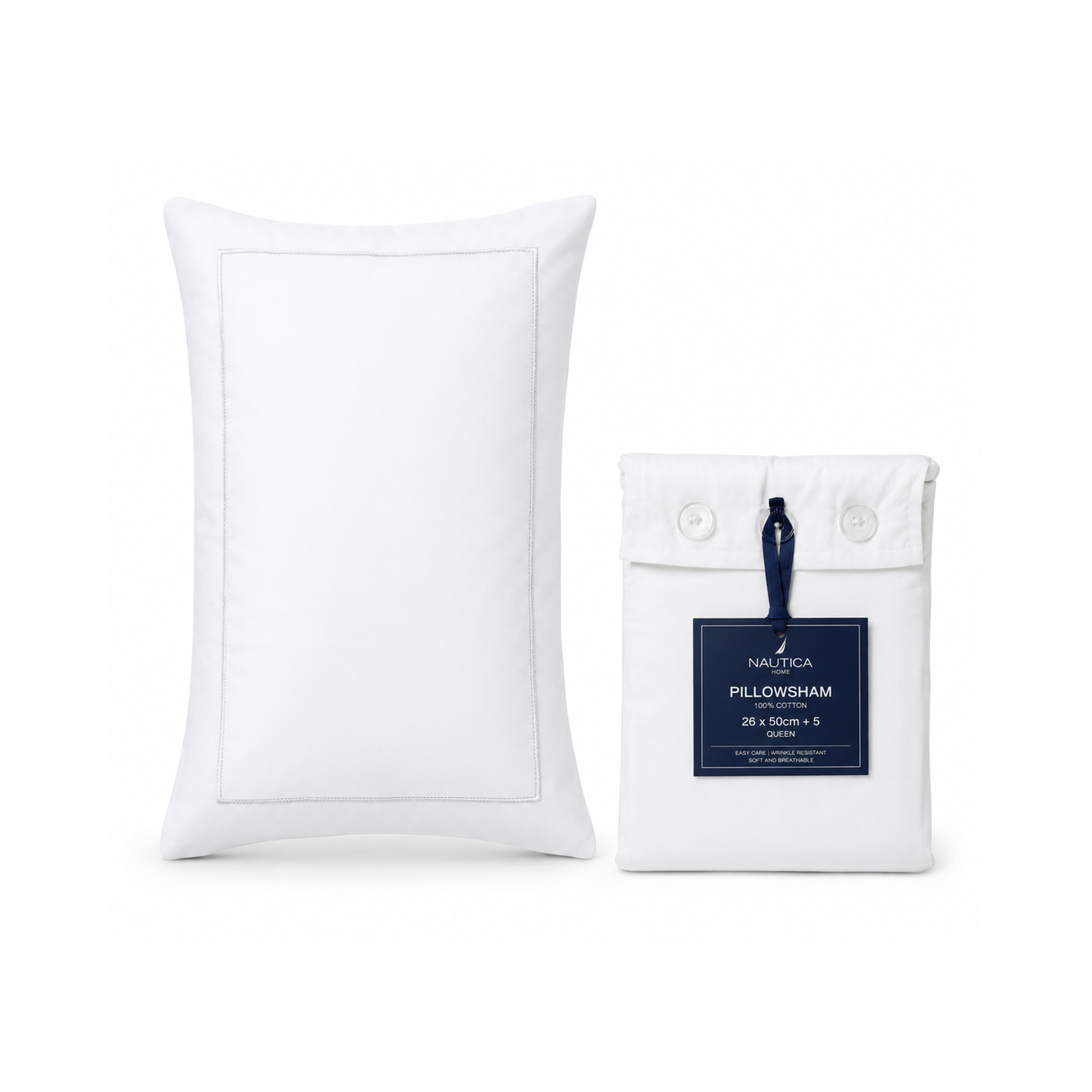 Set de 2 Fundas de Almohada Blanca Náutica NFD-26X50-WH