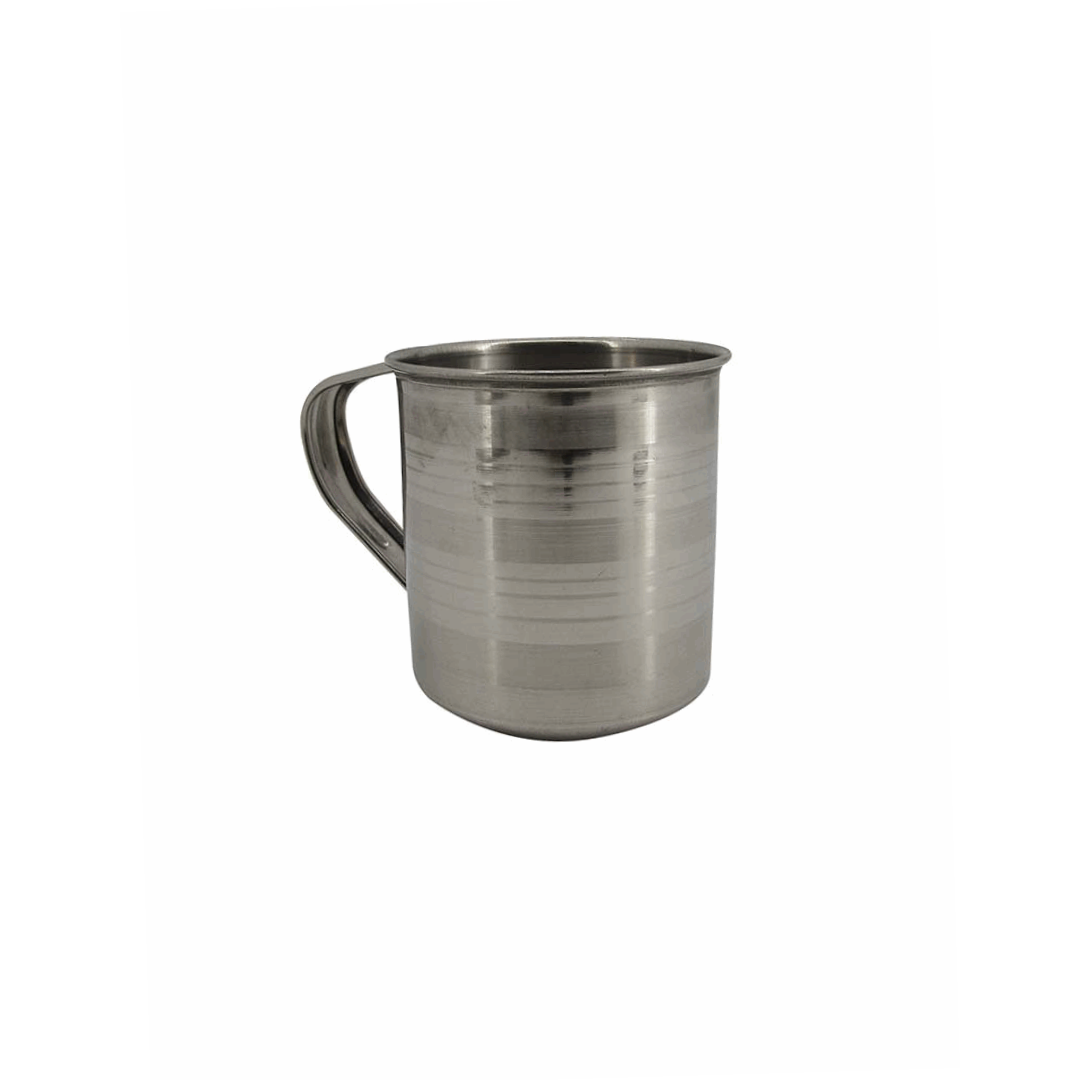 ZASC Stainless Steel Mug 8cm with Handle | Brushed Finish | Silver Color