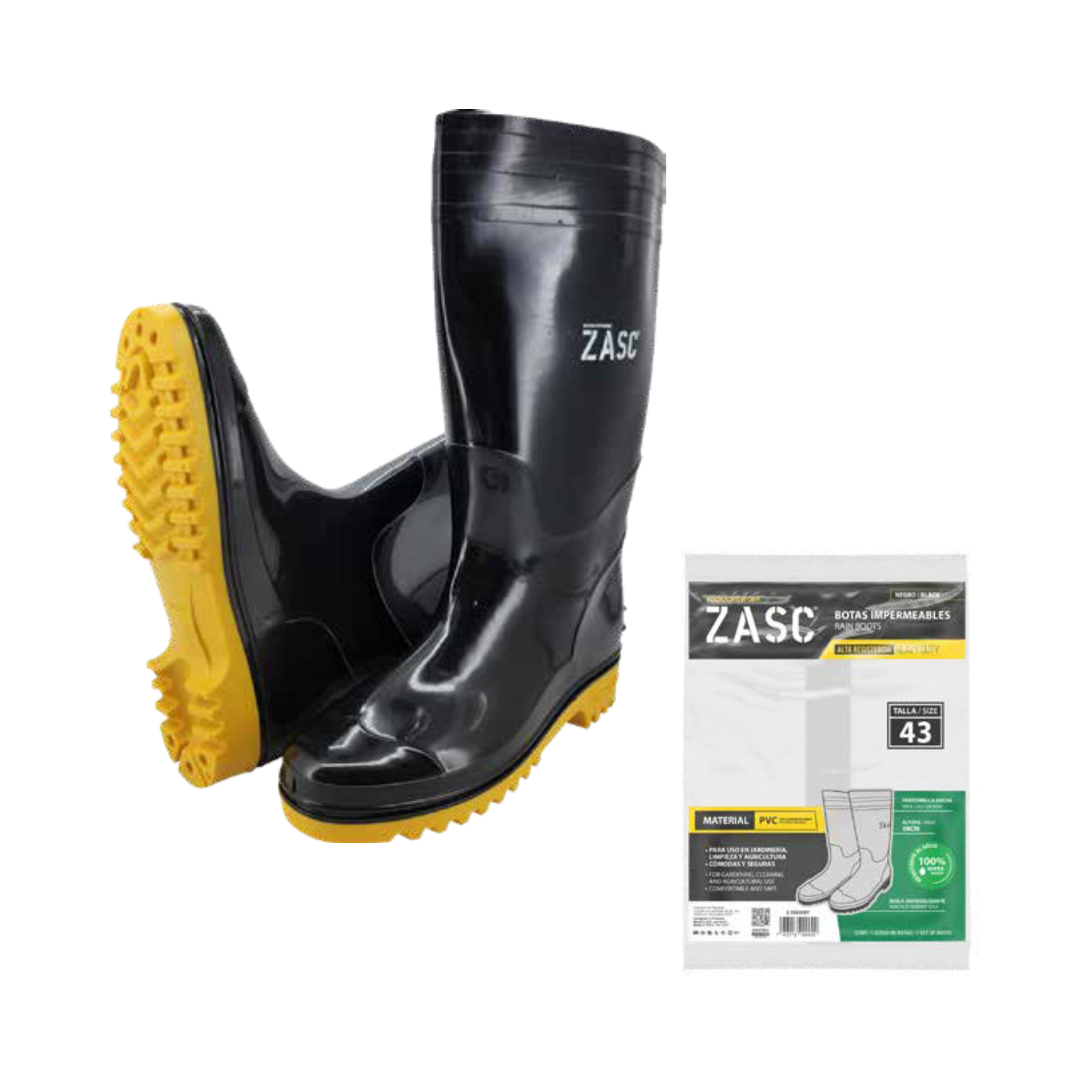 ZASC Waterproof Boots – Size 43 (Black/Yellow) / Z-SS030YB-43