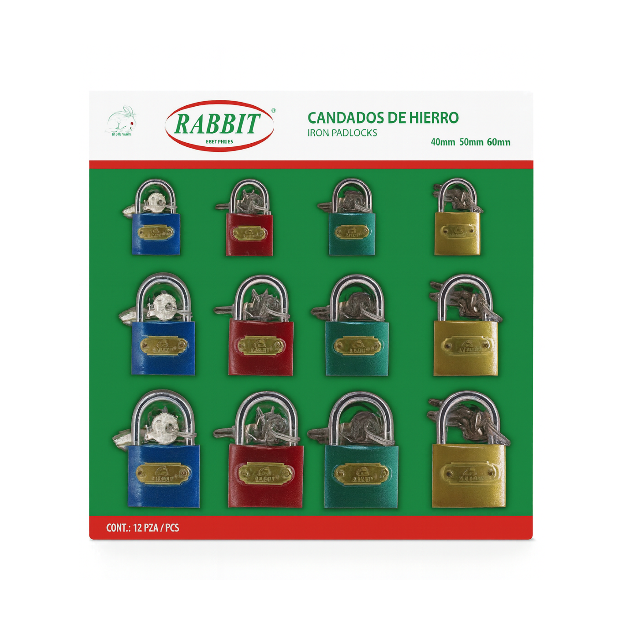 Rabbit Iron Padlocks – Mixed Colors 40MM-50MM-60MM / RB-1149-405060