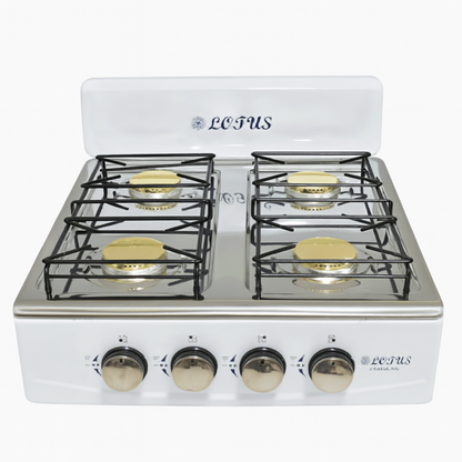 Réchaud à Gaz Lotus avec Couvercle (4 Brûleurs, Blanc) / LT-005G-WH