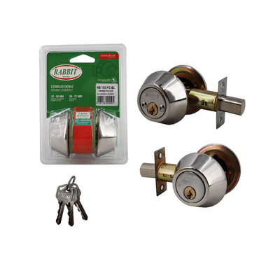 Cerrojo Doble Cromo Pulido 30–50 mm / 60-70 mm Rabbit / RB-102PC-BL