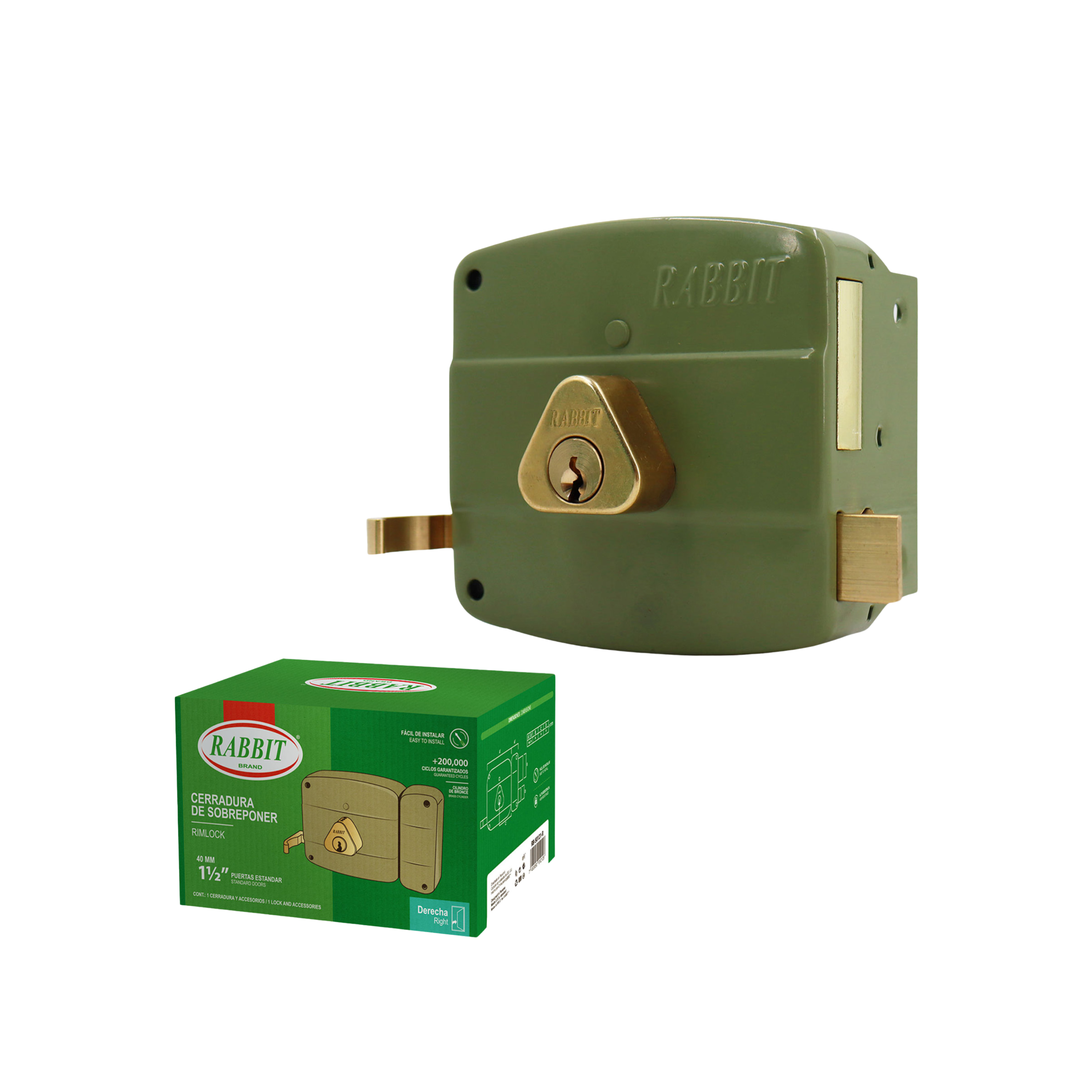 Cerradura de Sobreponer 40 mm Derecha Rabbit / RB-50121-R