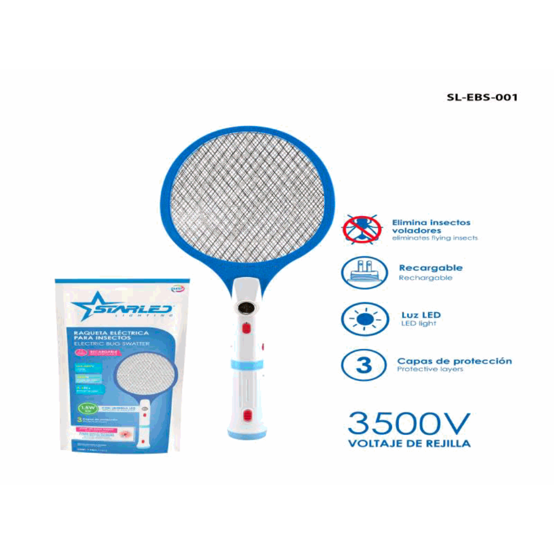 StarLED Rechargeable Electric Bug Swatter with LED Light 3500V