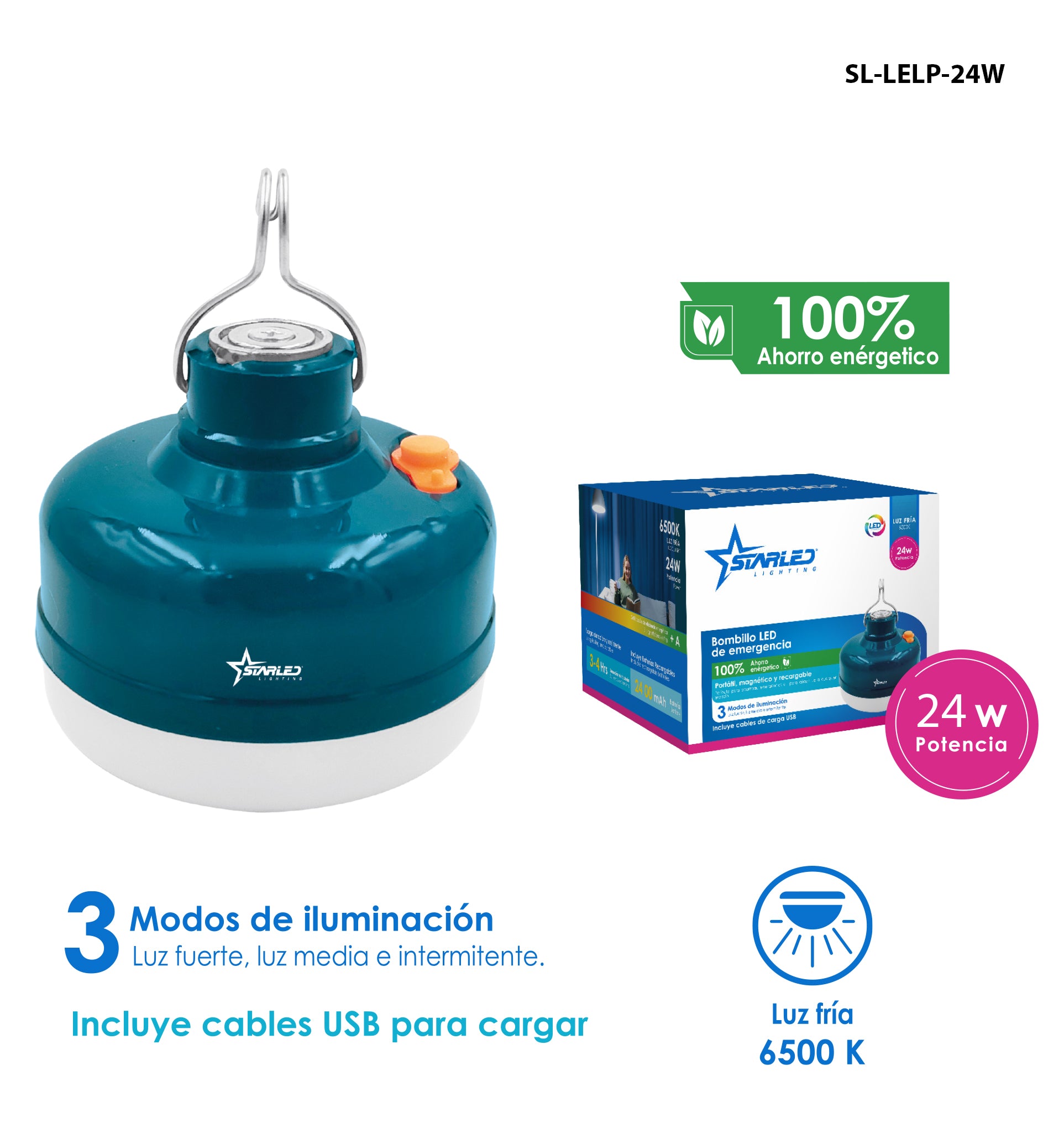 Lámpara Magnética Portátil Recargable 24W Starled Lighting / SL-LELP-24W