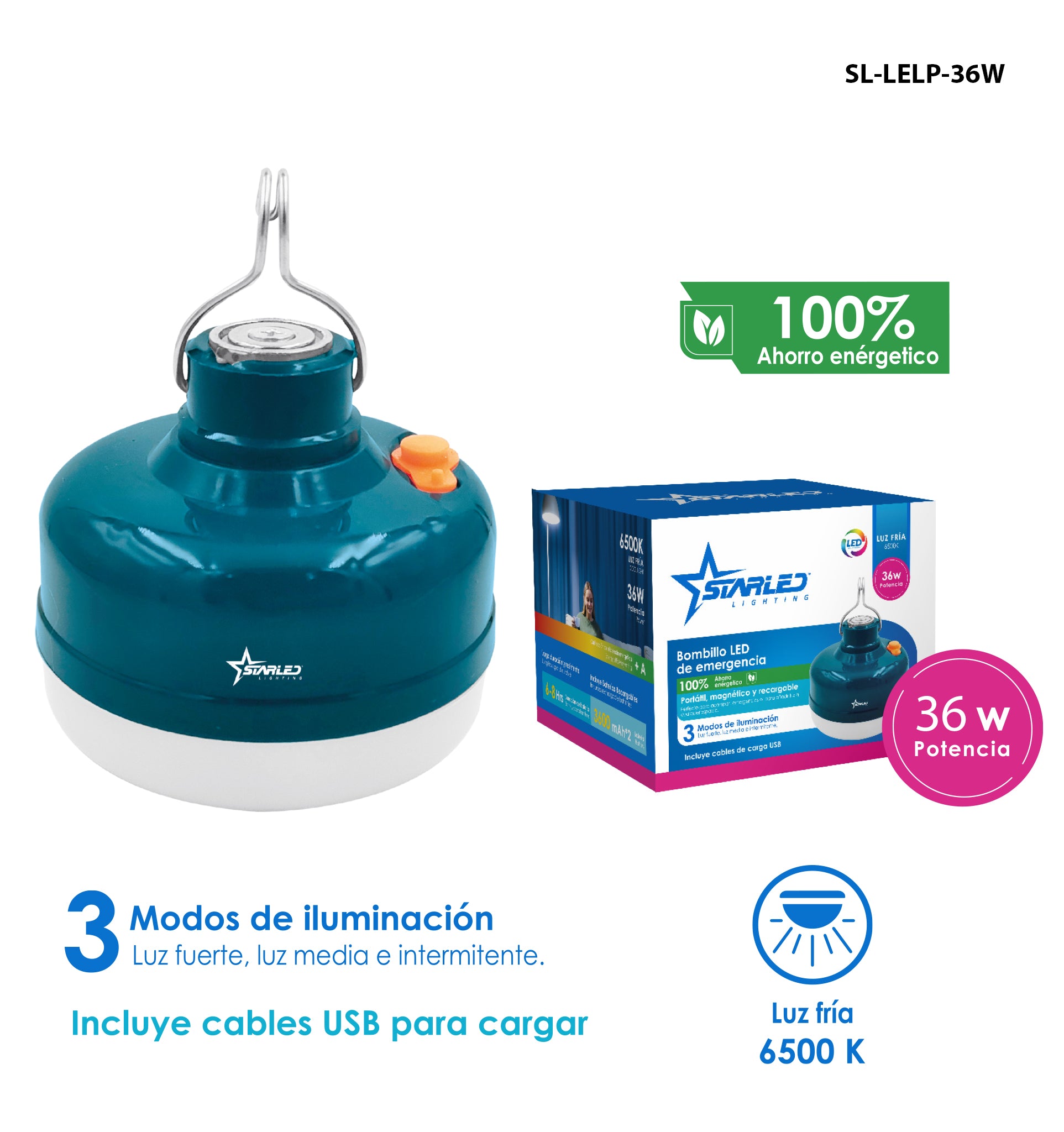 Lámpara Magnética Portátil Recargable 36W Starled Lighting / SL-LELP-36W
