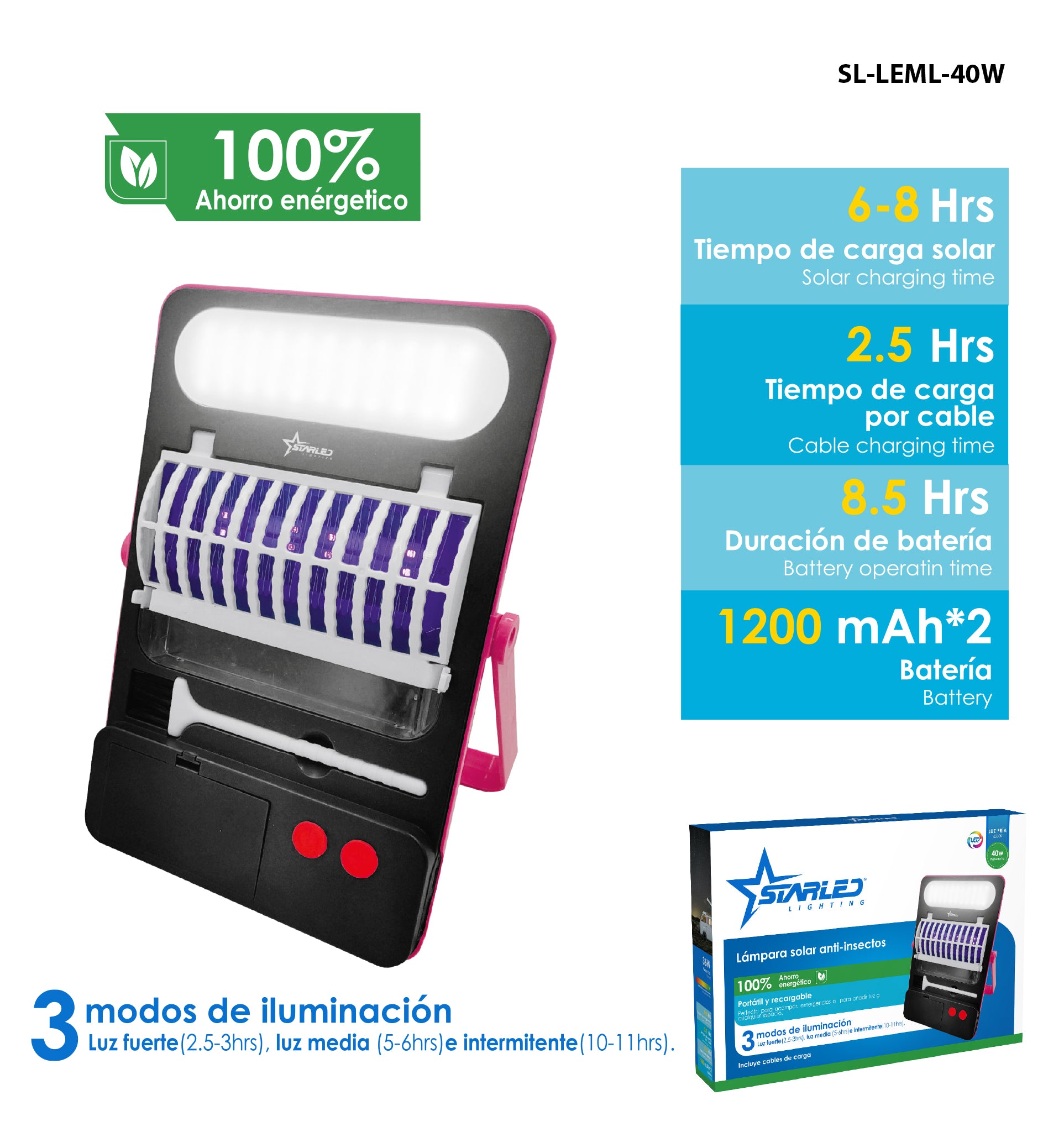 Lámpara Solar Anti-Insectos 40W Starled Lighting / SL-LEML-40W