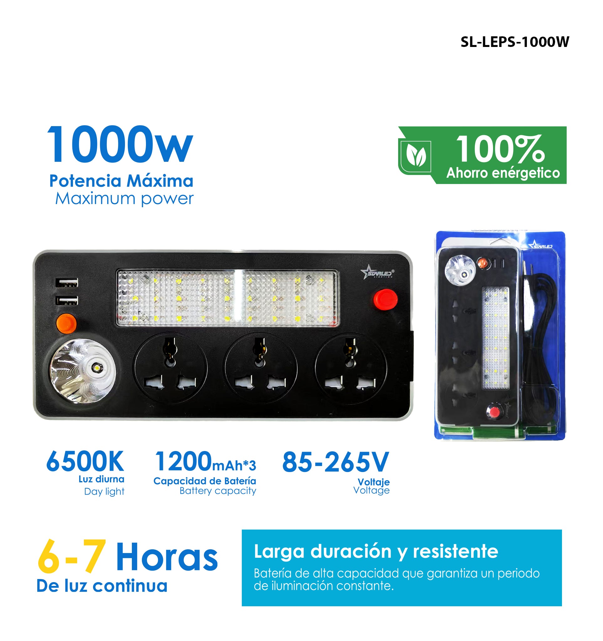 Regleta Capacidad Batería Multifuncional de Emergencia 1000W Starled Lighting / SL-LEPS-1000W
