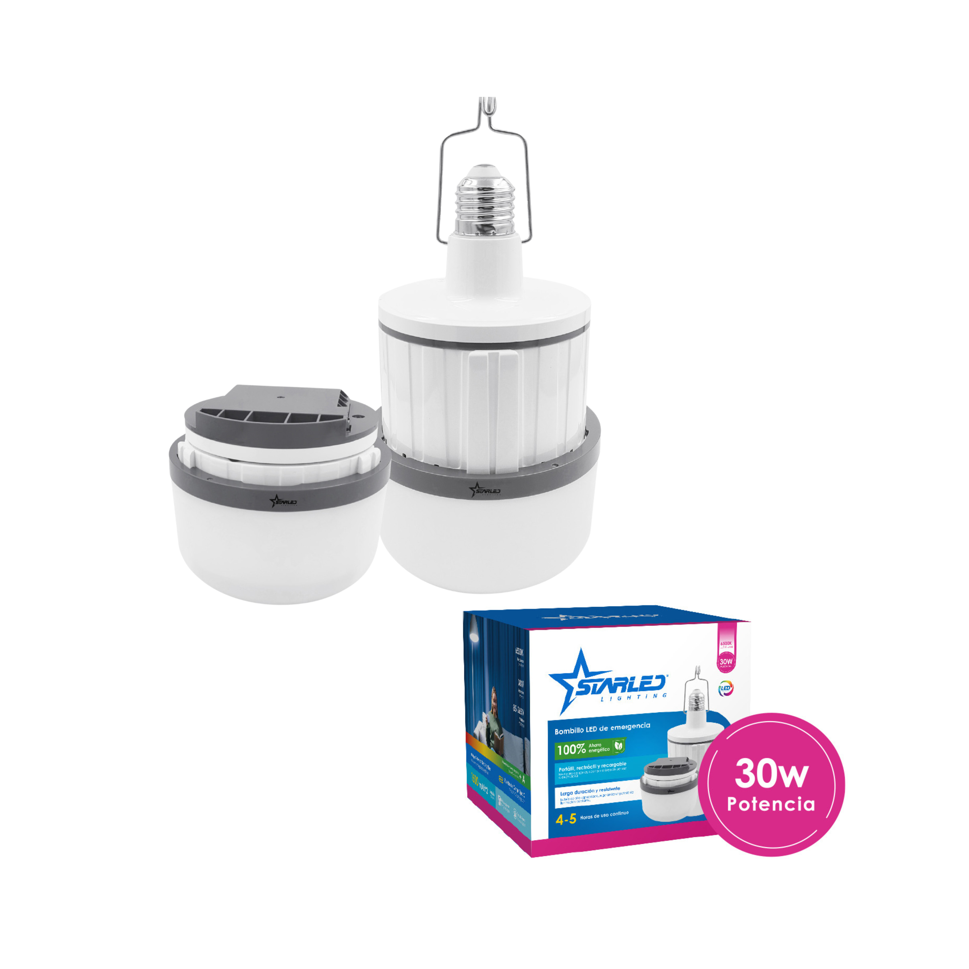 Bombillo LED Emergencia Retráctil 30W Starled / SL-LREB-30W-B