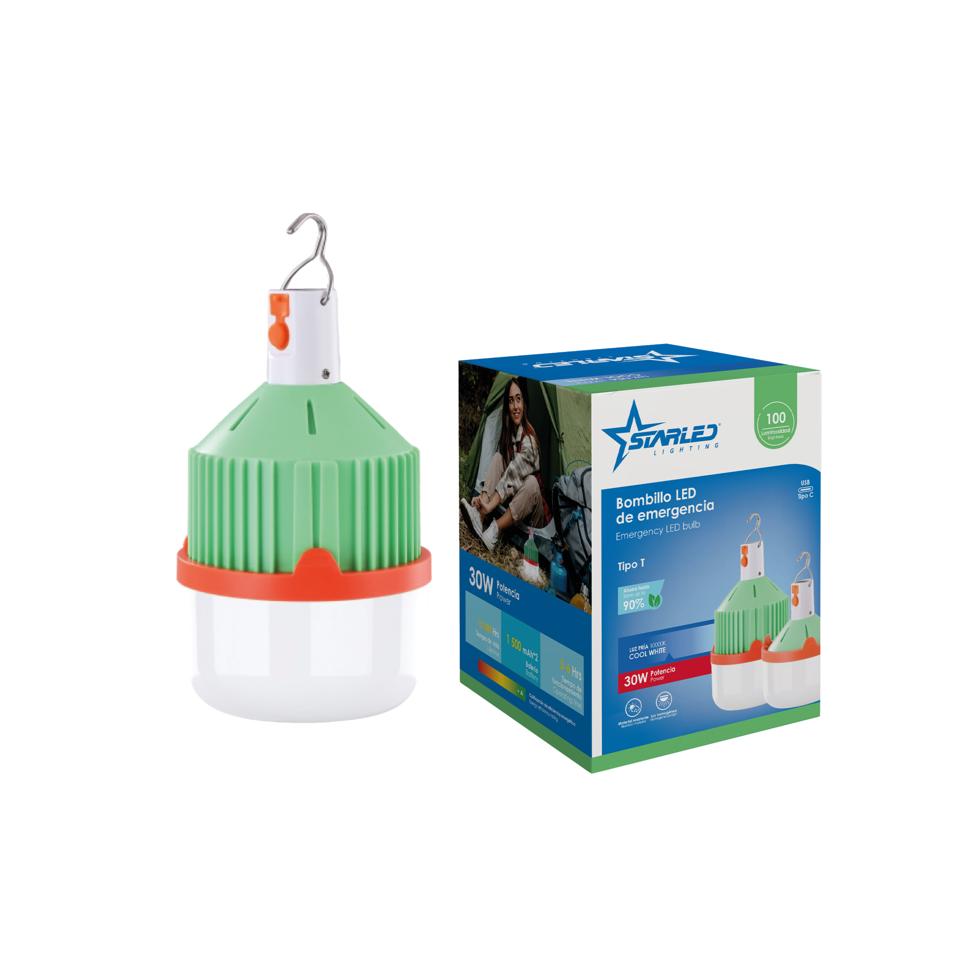 Bombillo LED Emergencia Verde 30W Starled / SL-LREB-30W-GN