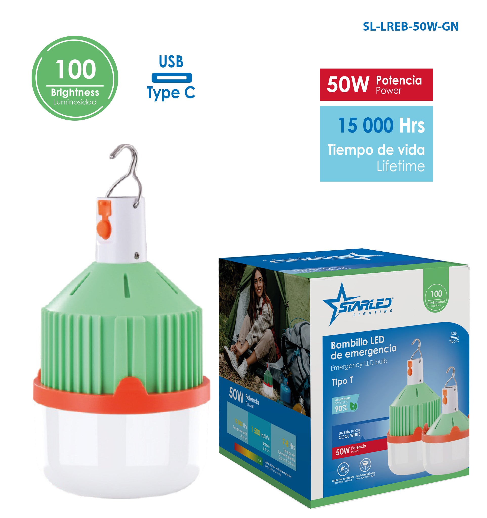 Bombillo LED Emergencia Verde 50W Starled / SL-LREB-50W-GN