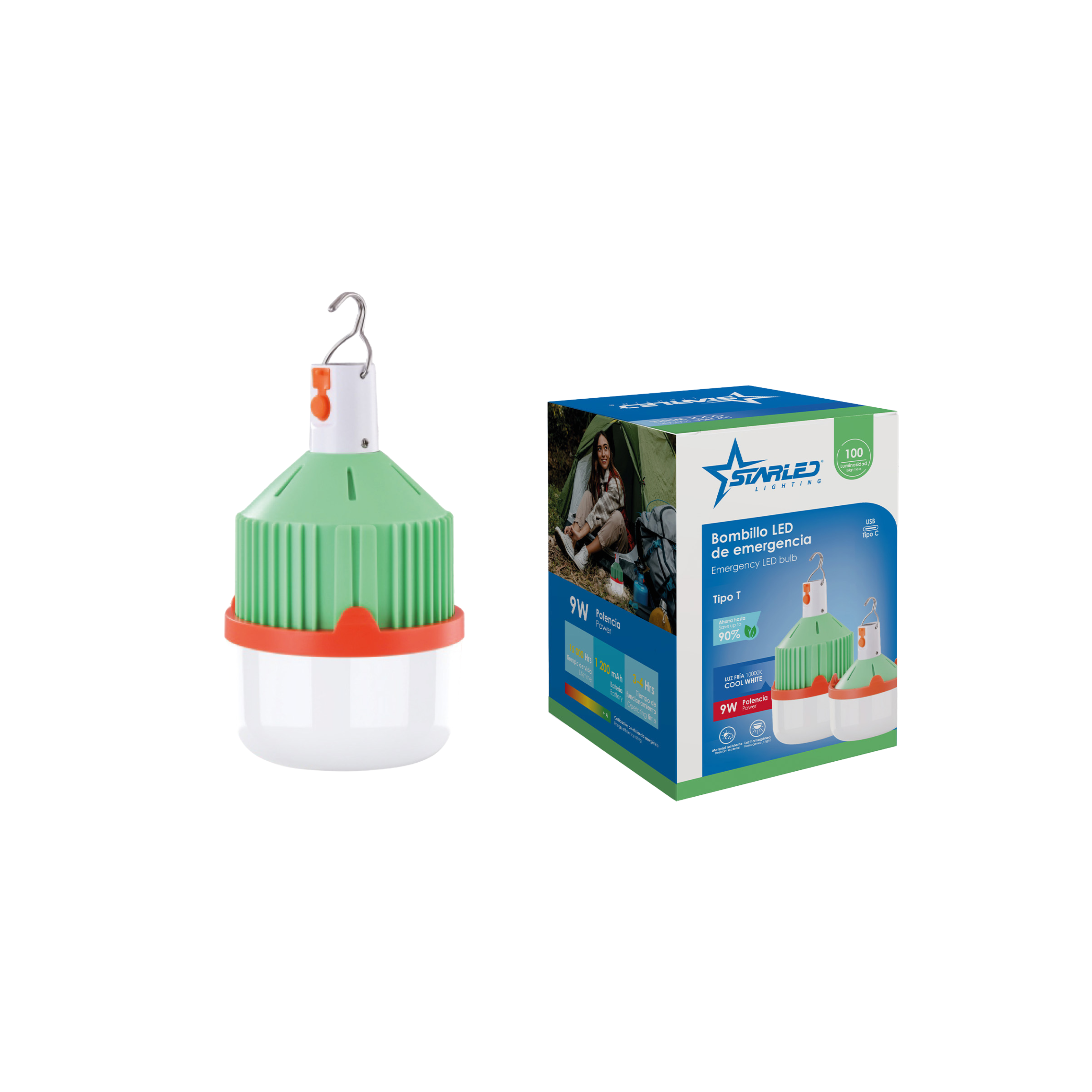 Bombillo LED Emergencia Verde 9W Starled / SL-LREB-9W-GN