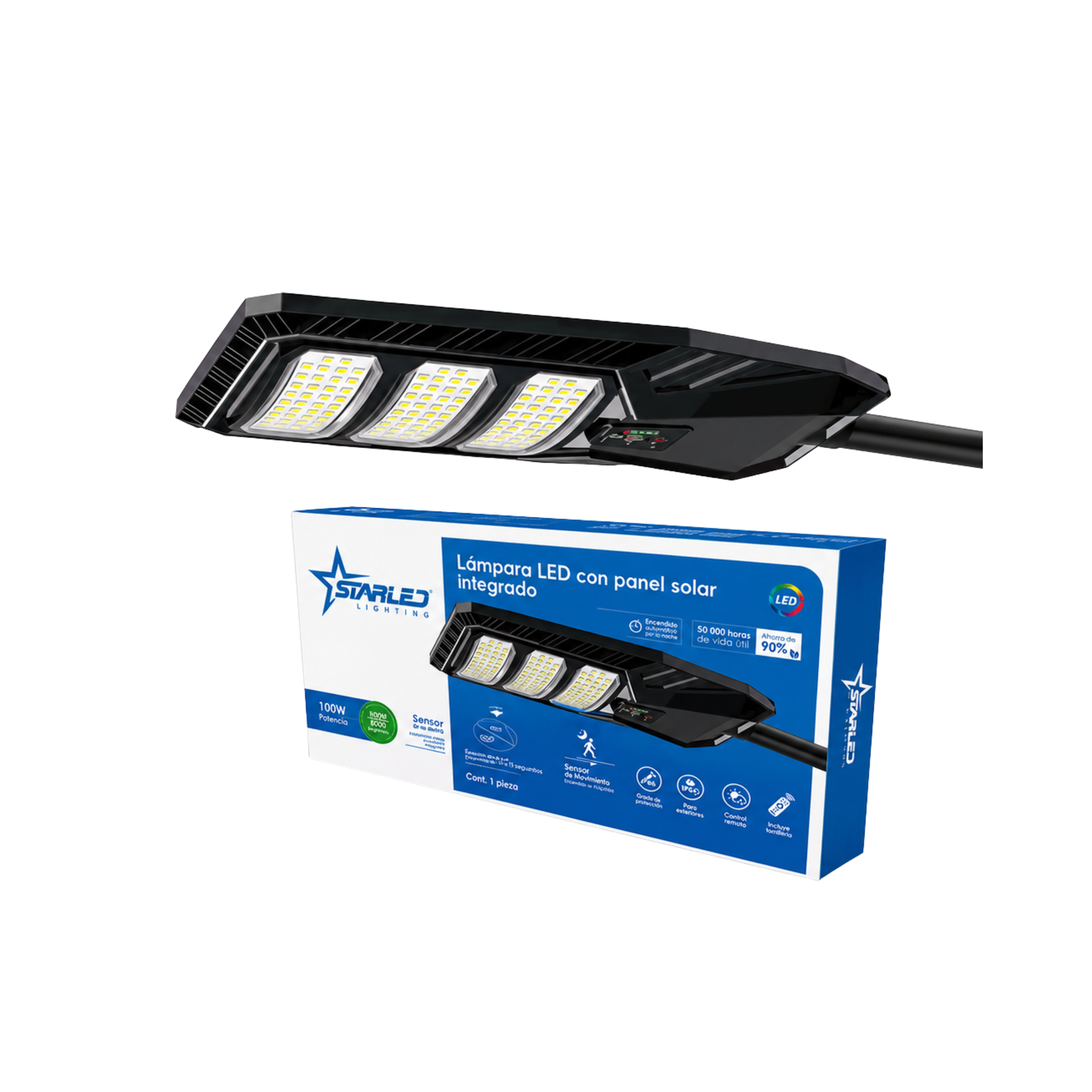 Lámpara LED Solar con Sensor de Movimiento 100W Starled / SL-SSPMS-100W-B