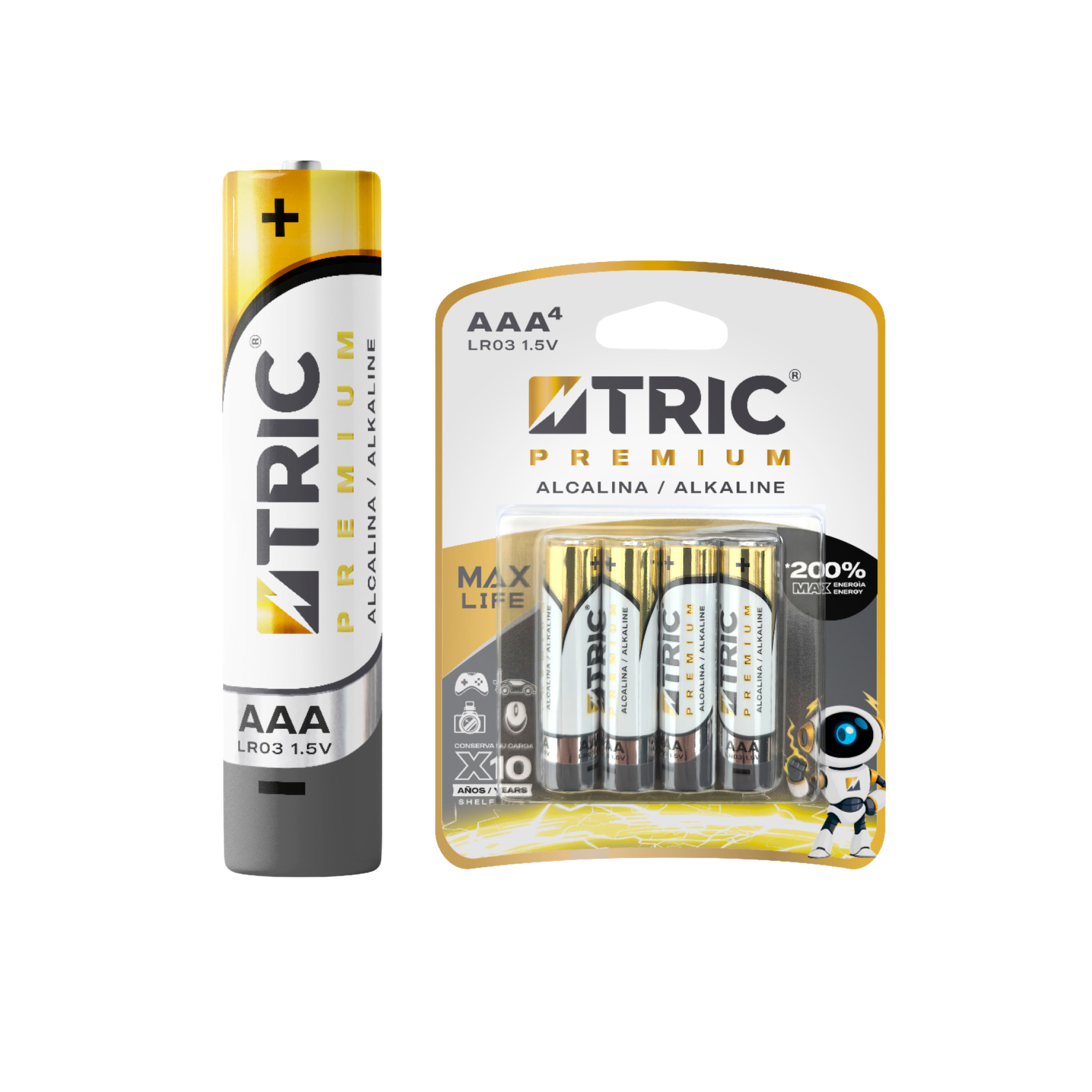 Batería Alcalina AAA LR03 1.5V TRIC / T-BAA-3A-4PK